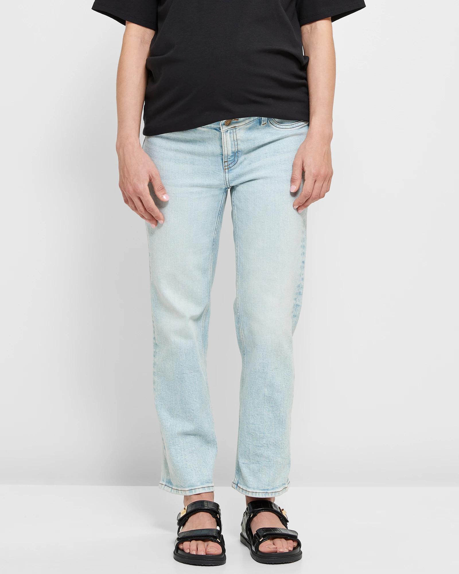 1 Target Maternity Straight Leg Crop Length Denim Jeans ISLAND BLUE, 1 of 5