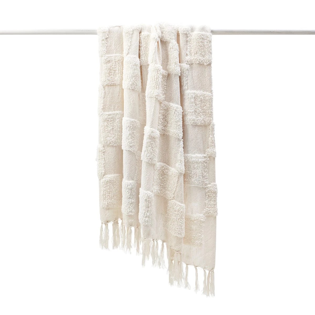 3 Tufted Check Throw - White, 3 of 7