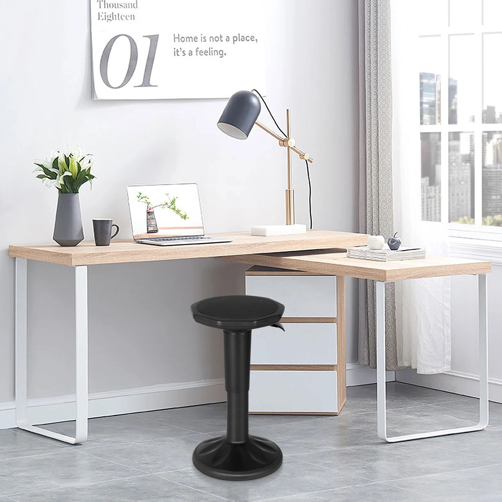 2 Costway Ergonomic Wobble Stool Sit Stand Chair Height Adjustable - Black, 2 of 3