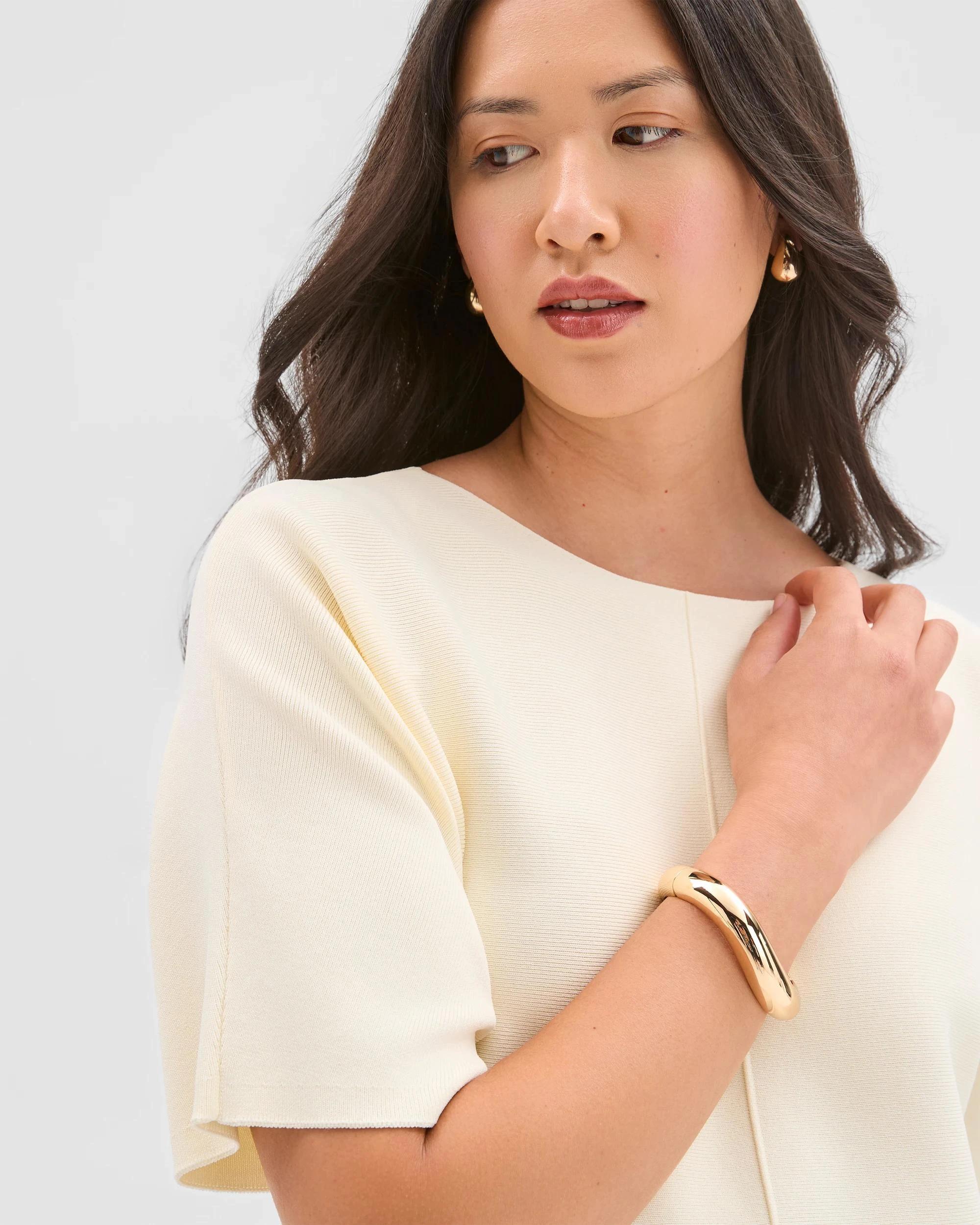 5 Preview Short Sleeve Crepe Knit T-Shirt VANILLA ICE, 5 of 6