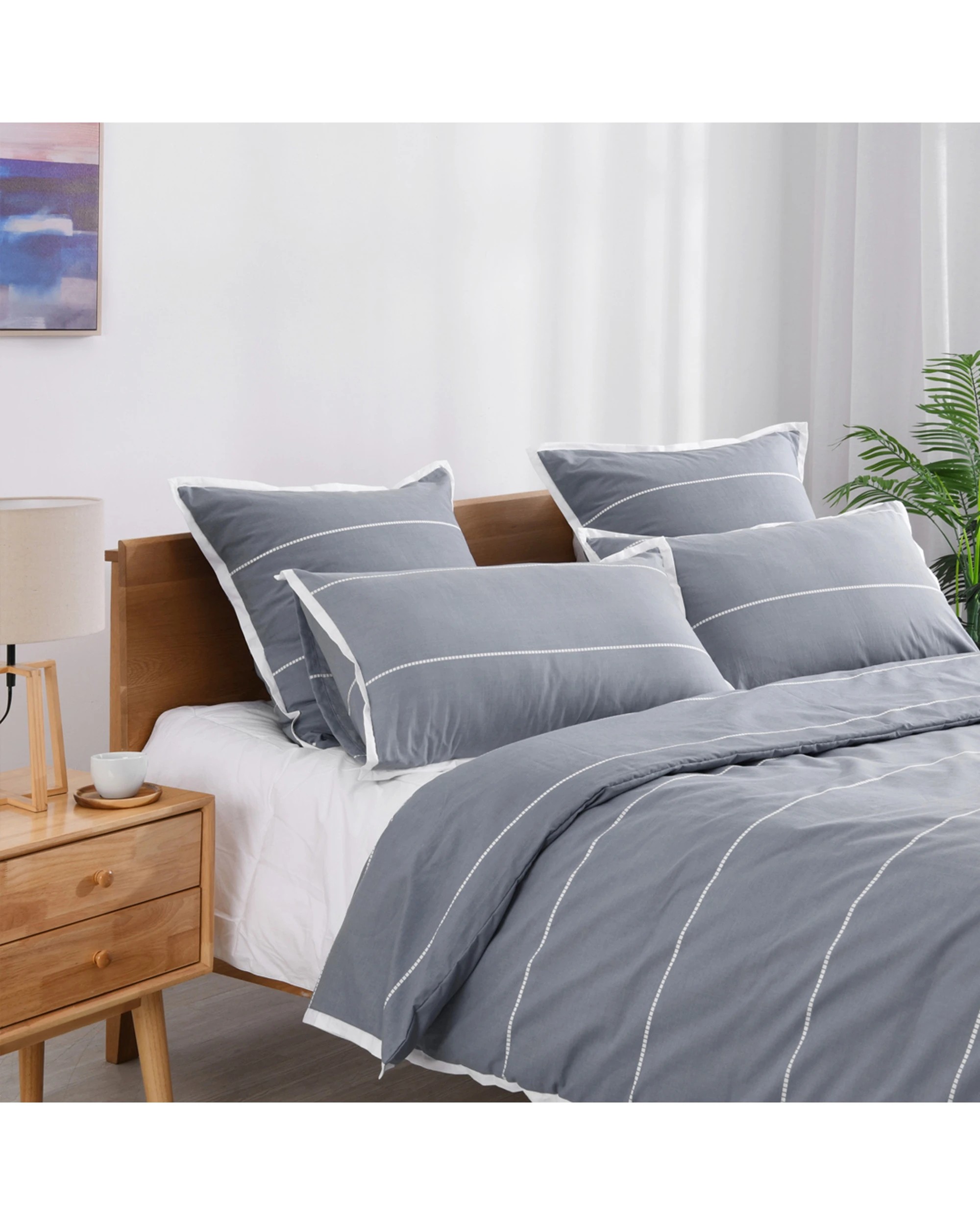 3 Jason Commercial Calista Quilt Cover Set Granite 140x210cm - Grey, 3 of 3