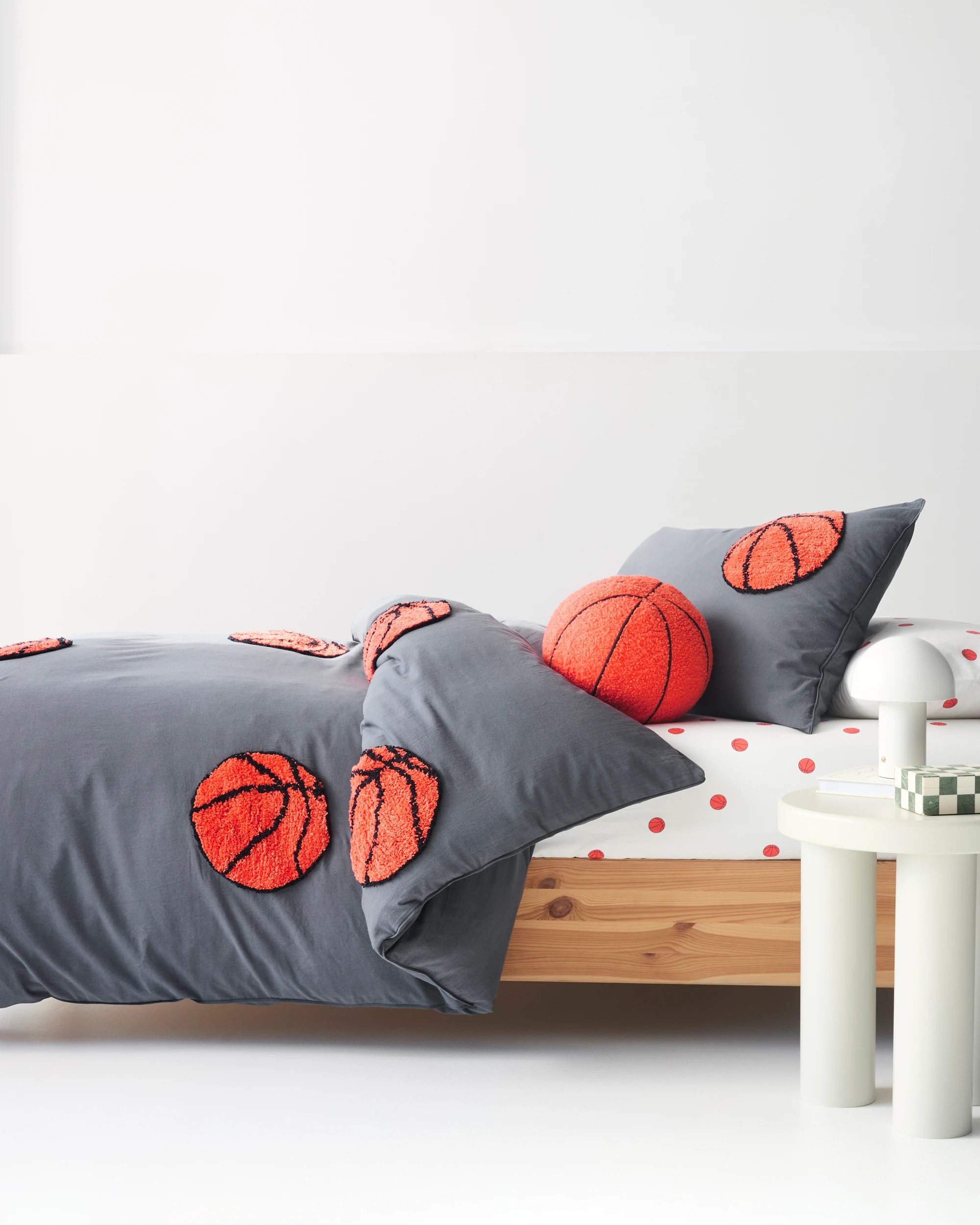 2 Target Bronny Textured Cotton Basketball Quilt Cover Set - Single Bed - Grey, 2 of 7