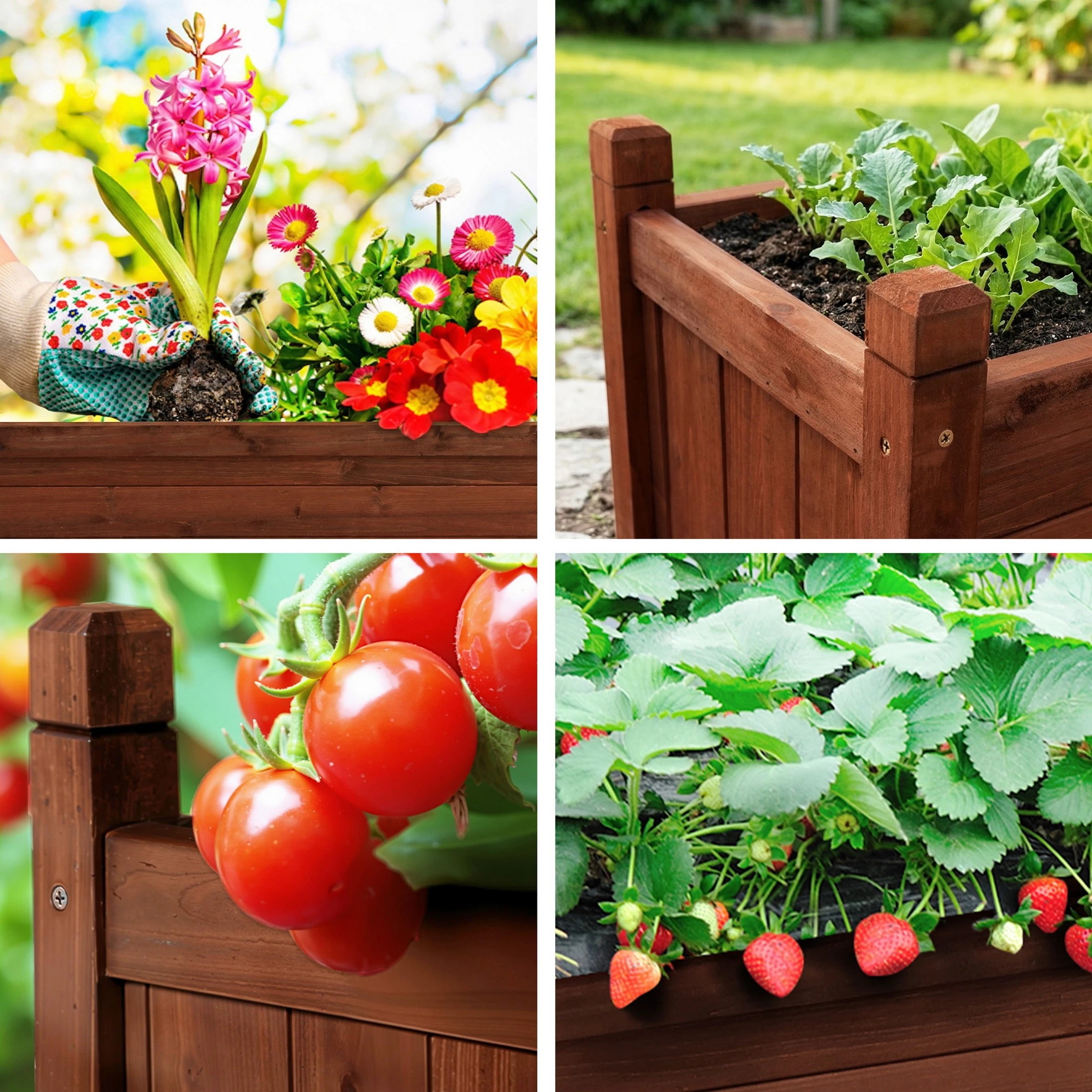 4 Green Fingers Garden Bed Wooden Planter Box Raised Container Growing - Brown, 4 of 9