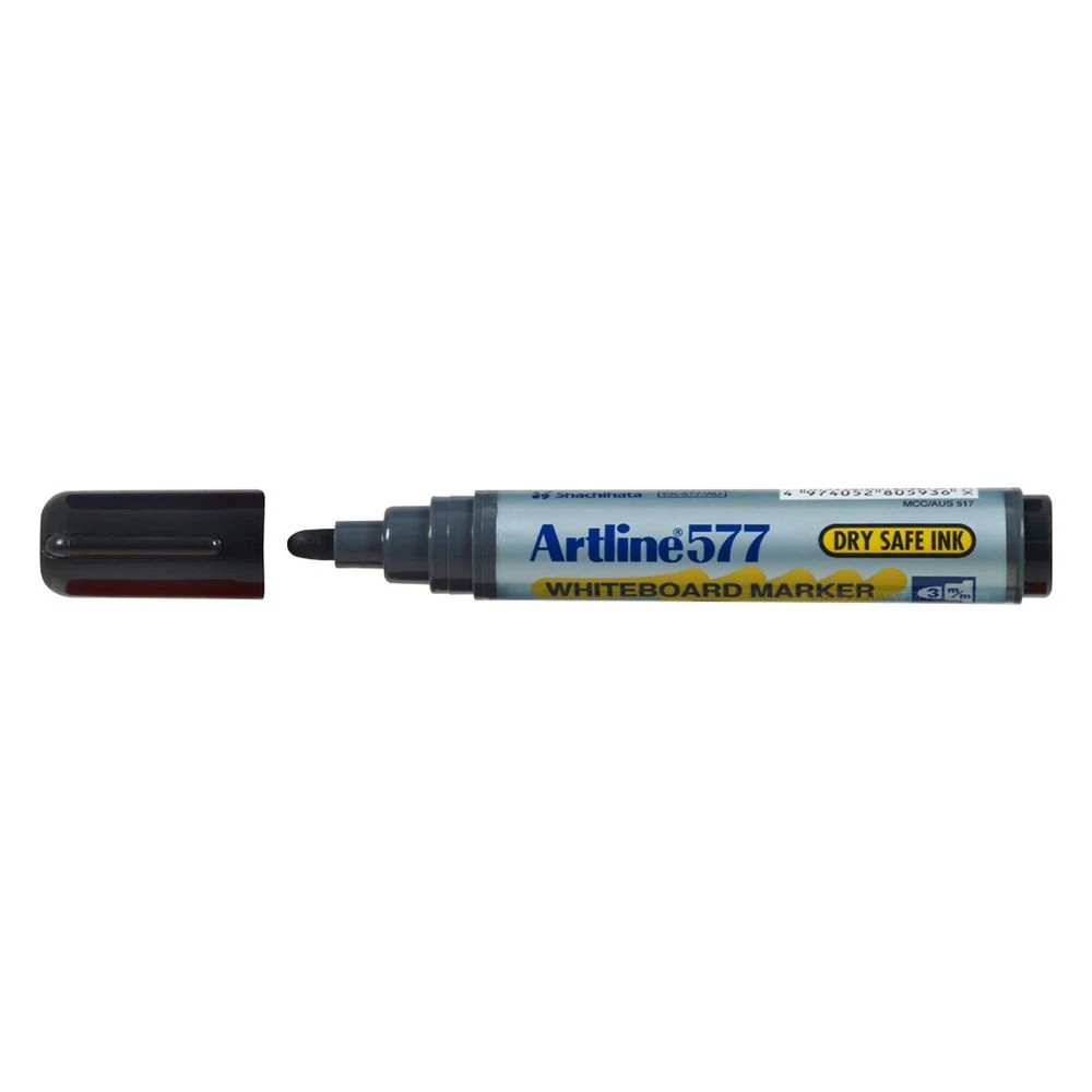 2 Artline 577 Whiteboard Markers Bullet Black 2 Pack, 2 of 3