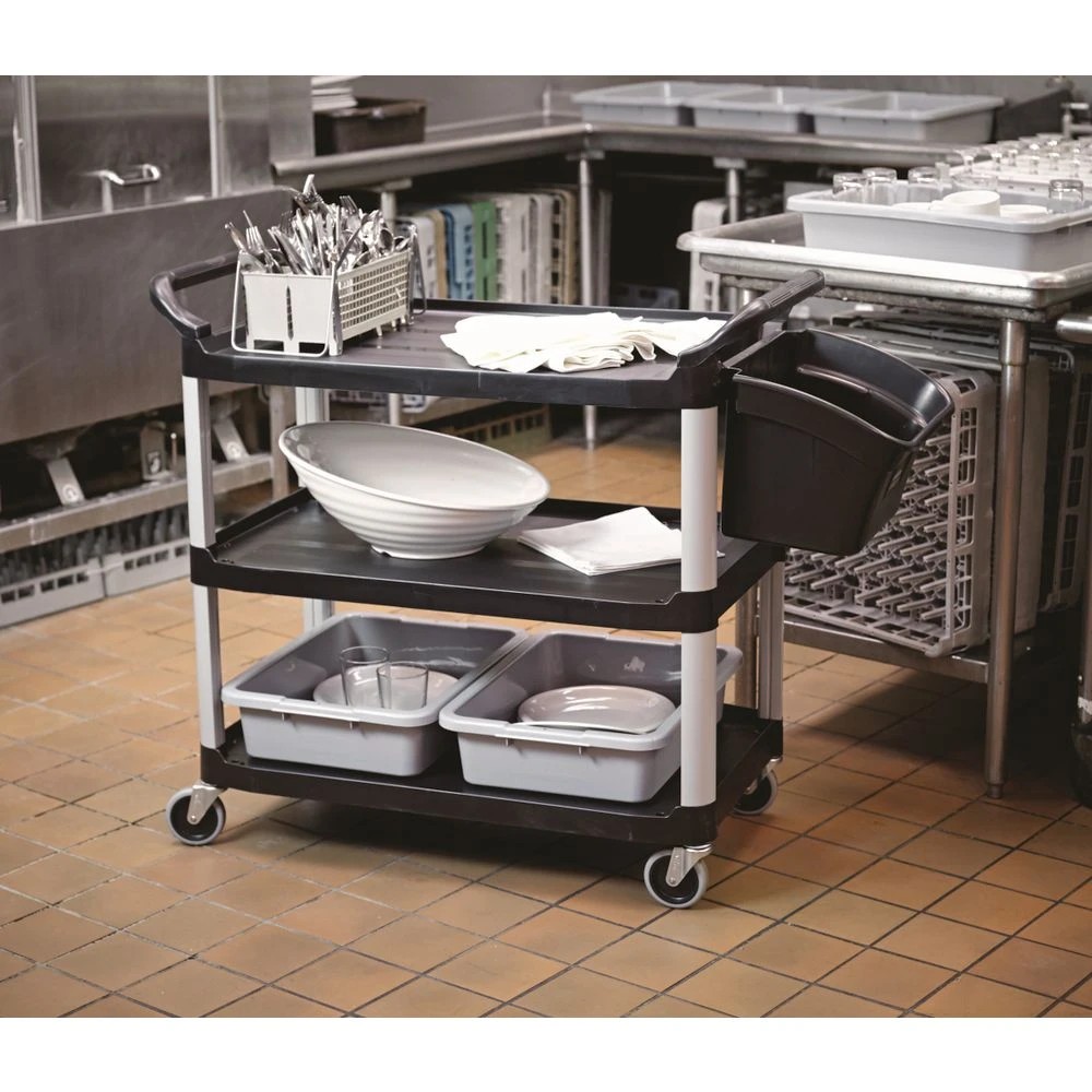 3 Rubbermaid Utility Cart Open Side 136kg Capacity Office Storage and Safety Accessories Trolleys Cleaning Carts, 3 of 3