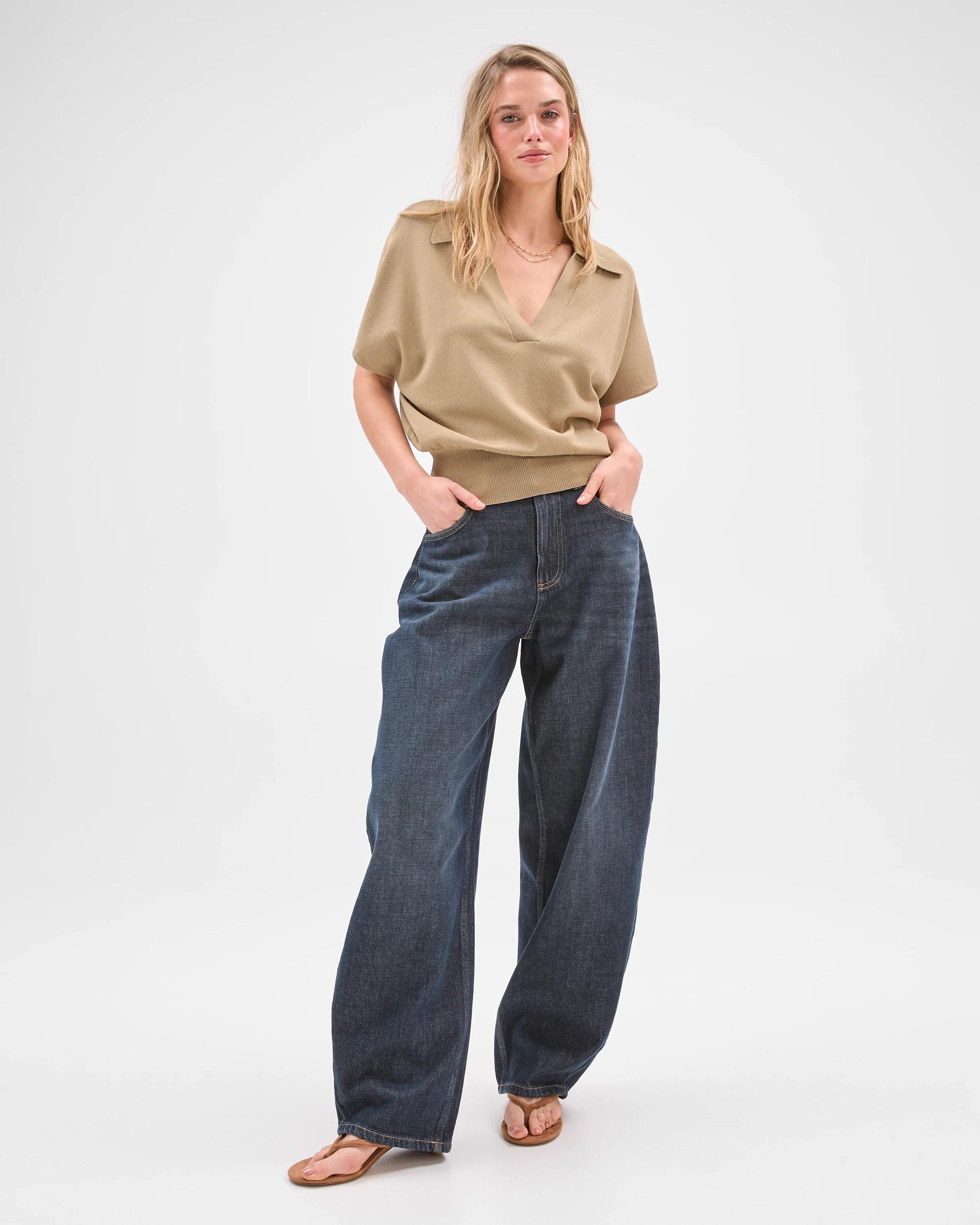 2 Lily Loves Basque Detail Polo Top CRUSHED LEAF, 2 of 8