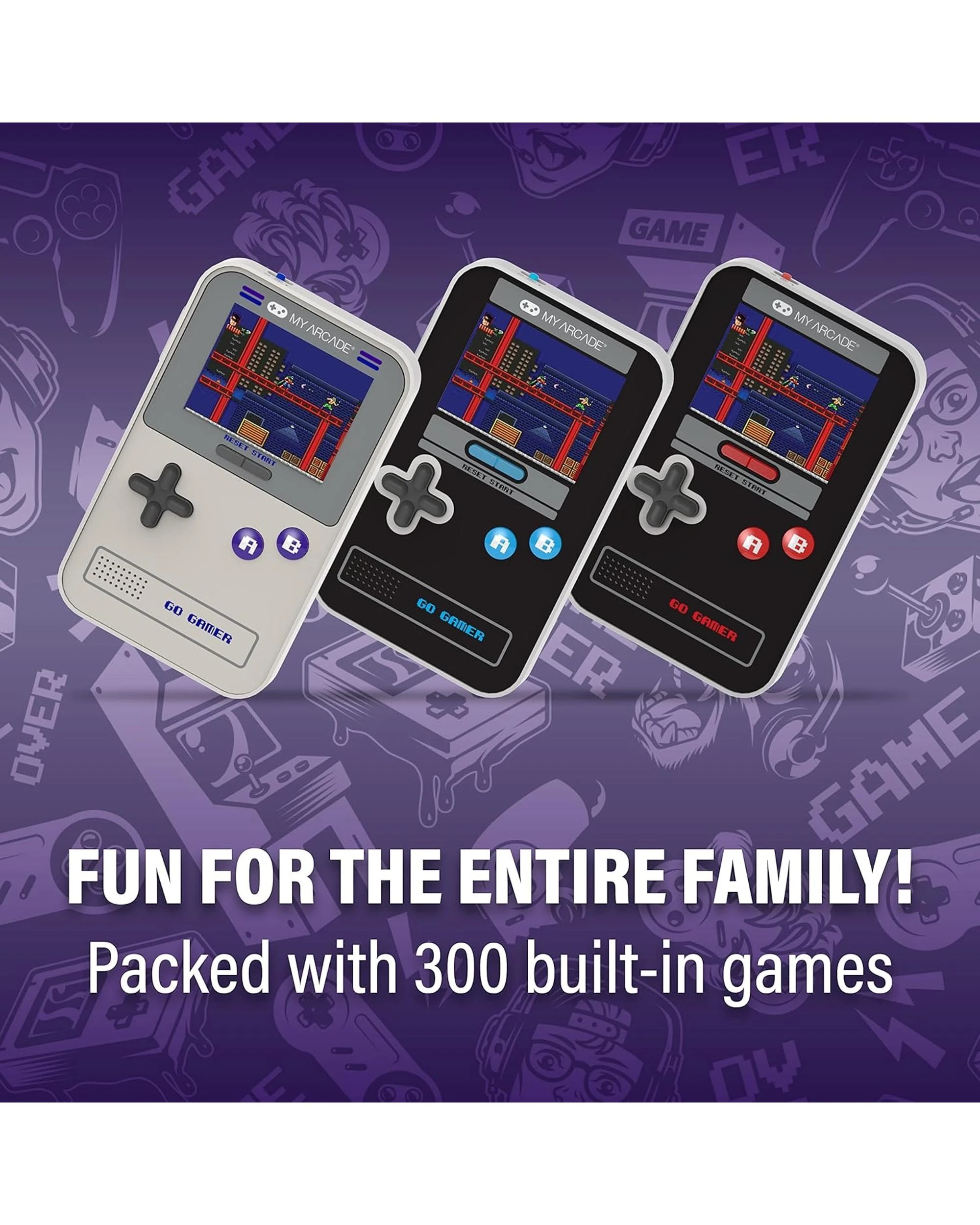 7 My Arcade Go Gamer Classic Portable Gaming System with 300 Games - Grey and Purple - Multi, 7 of 7