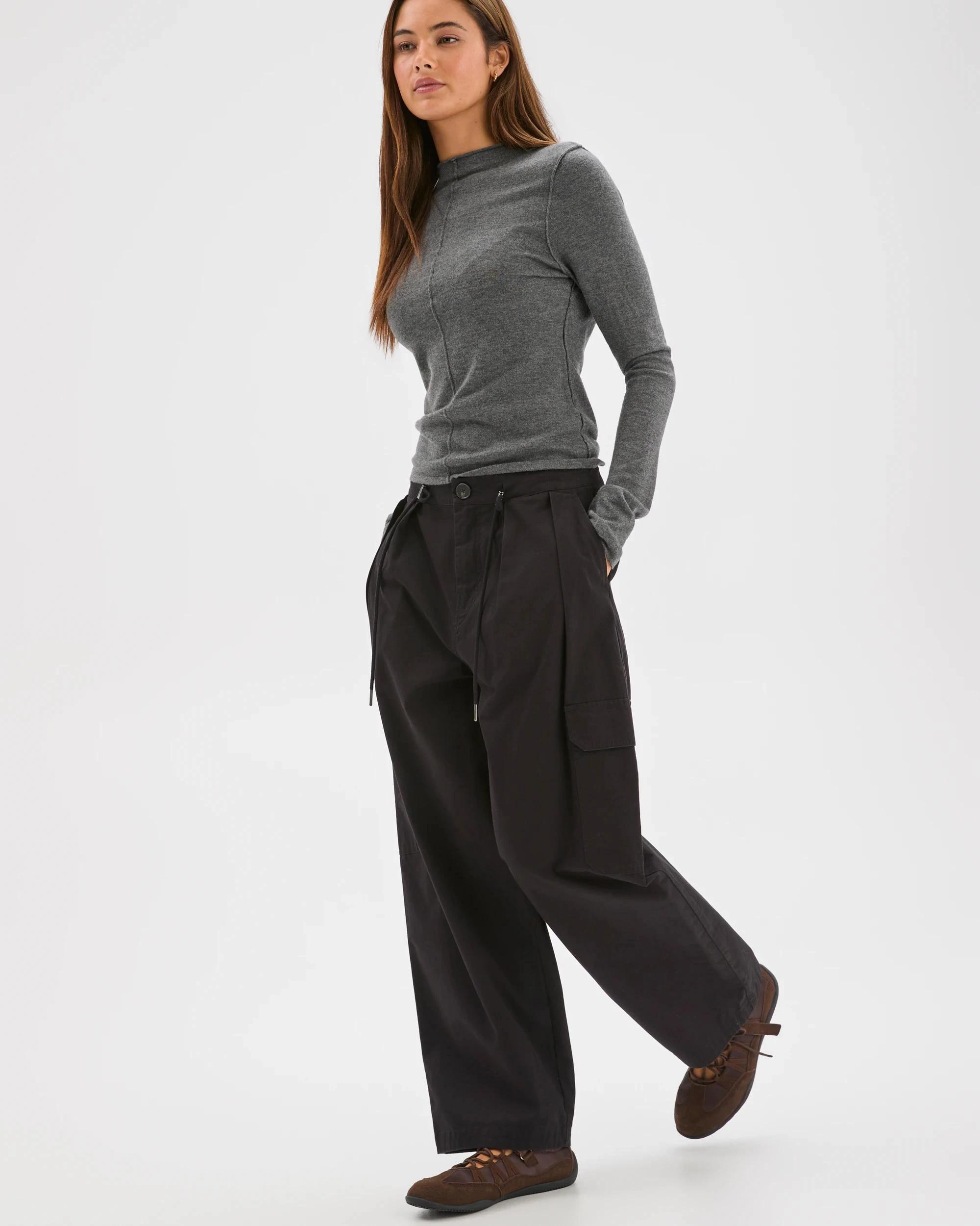3 Lily Loves Australian Cotton Contrast Pocket Cargo Pants BLACK, 3 of 7