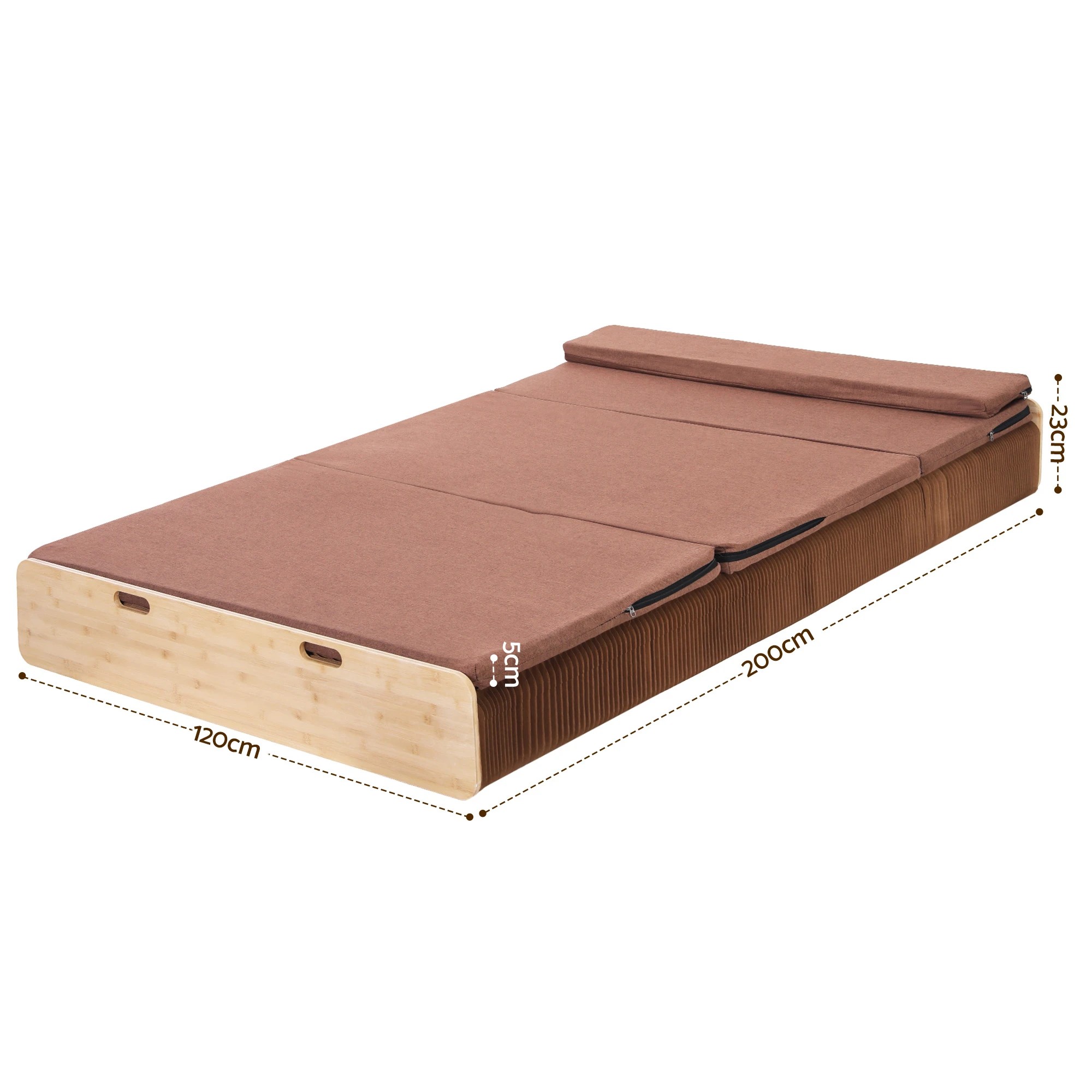 2 Artiss Folding Kraft Paper Bed Frame with Mattress and Pillow 300kg Capacity - Brown, 2 of 10