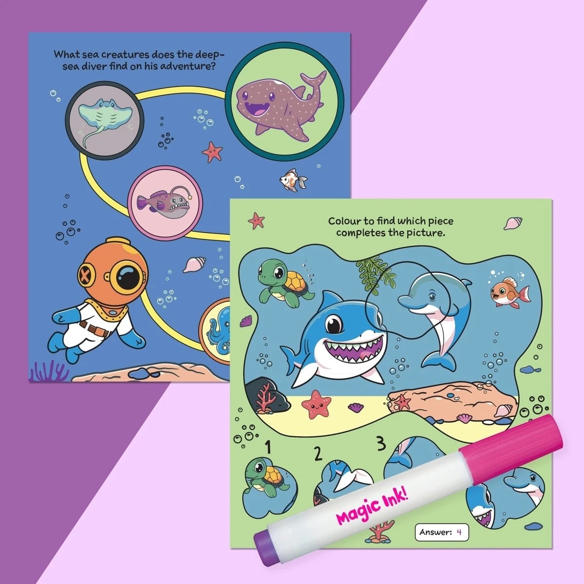 3 INKredibles Magic Reveal Ocean Adventure Mess Free Magic Ink Pictures! - Book, 3 of 5