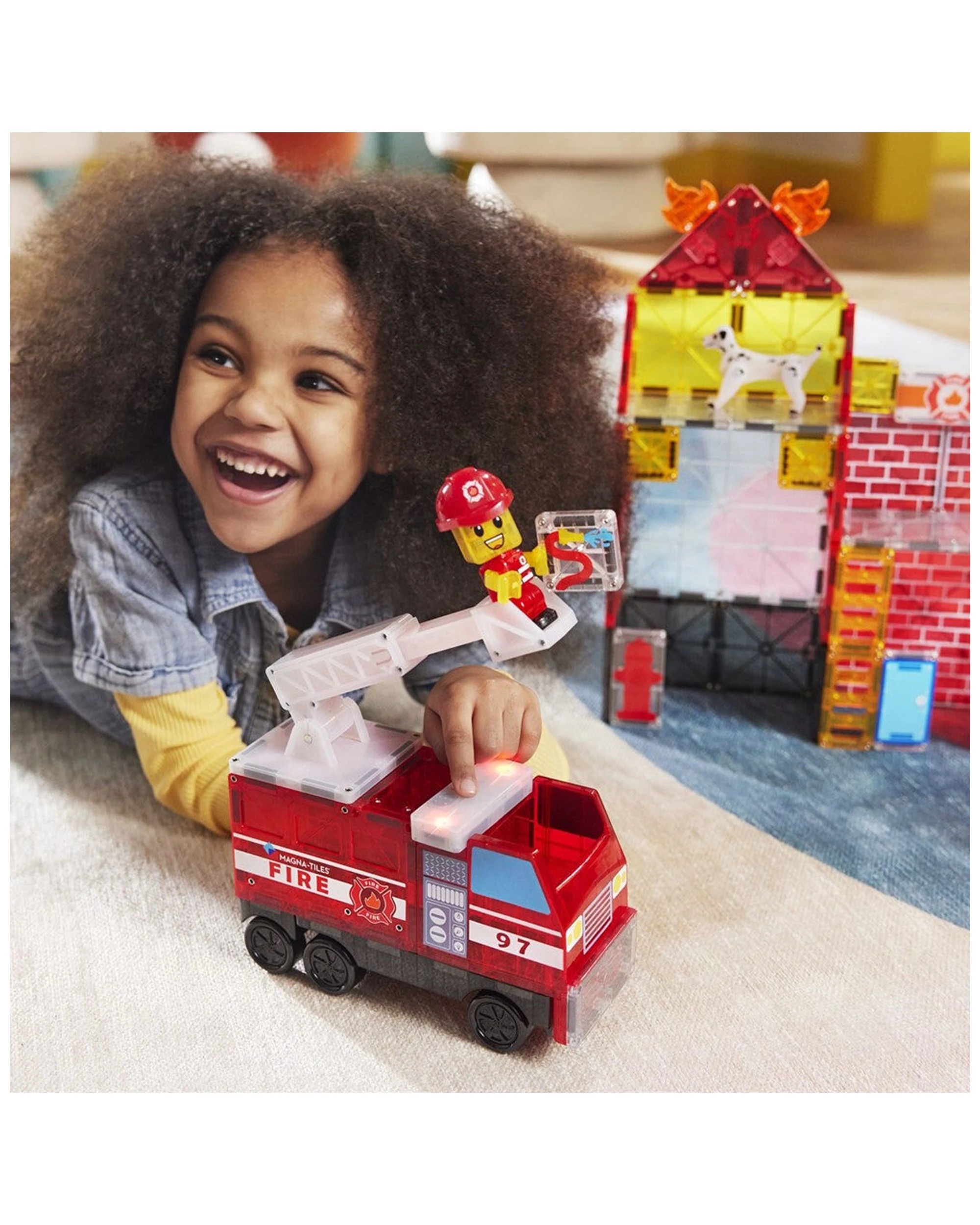 3 MAGNA-TILES Fire Station 50-Piece Magnetic Building Set With Fire Truck Ages 3 - Multi, 3 of 3