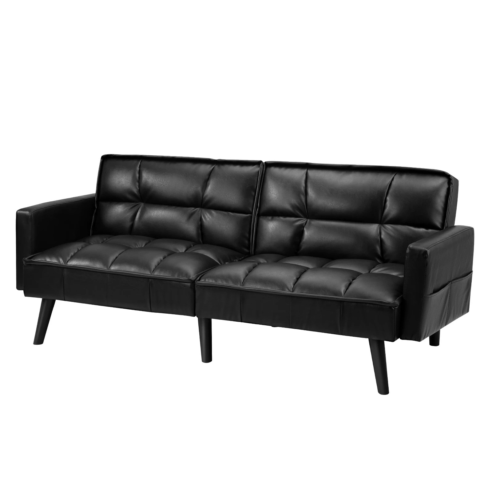 1 Oikiture Sofa Bed Futon Convertible Leather Lounge Couch 3-seater Recliner
 - Black, 1 of 10