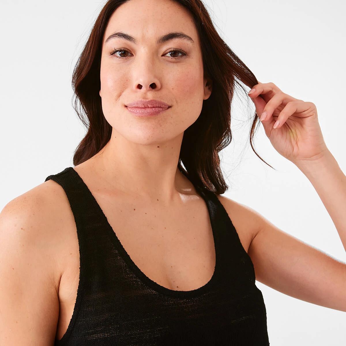 4 Sleeveless Textured Relaxed Tank Black, 4 of 6