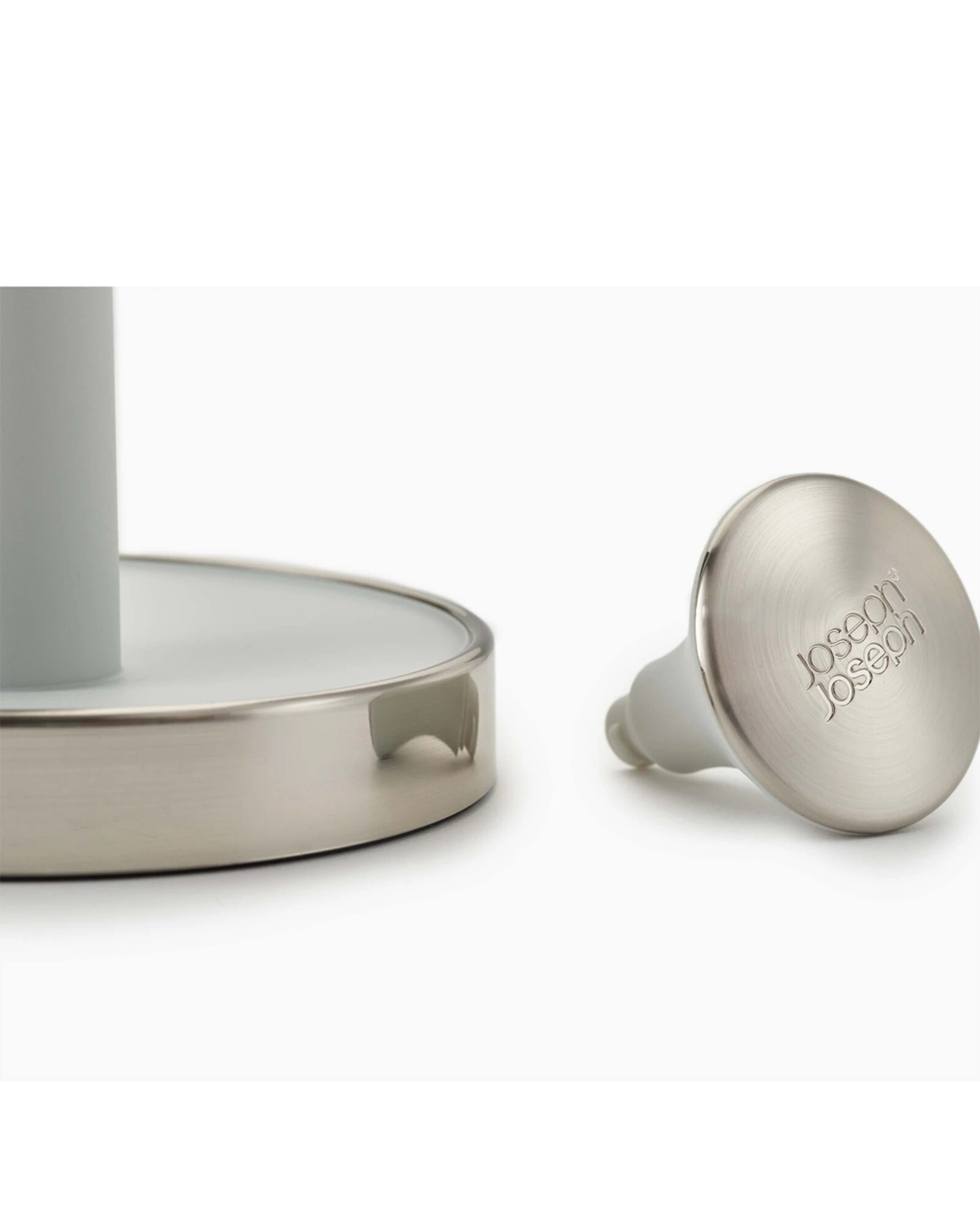 4 Joseph Joseph Push Tear Kitchen Roll Holder Easy Non Slip Base Kitchen Accessory 28cm Light Stone - Silver, 4 of 5