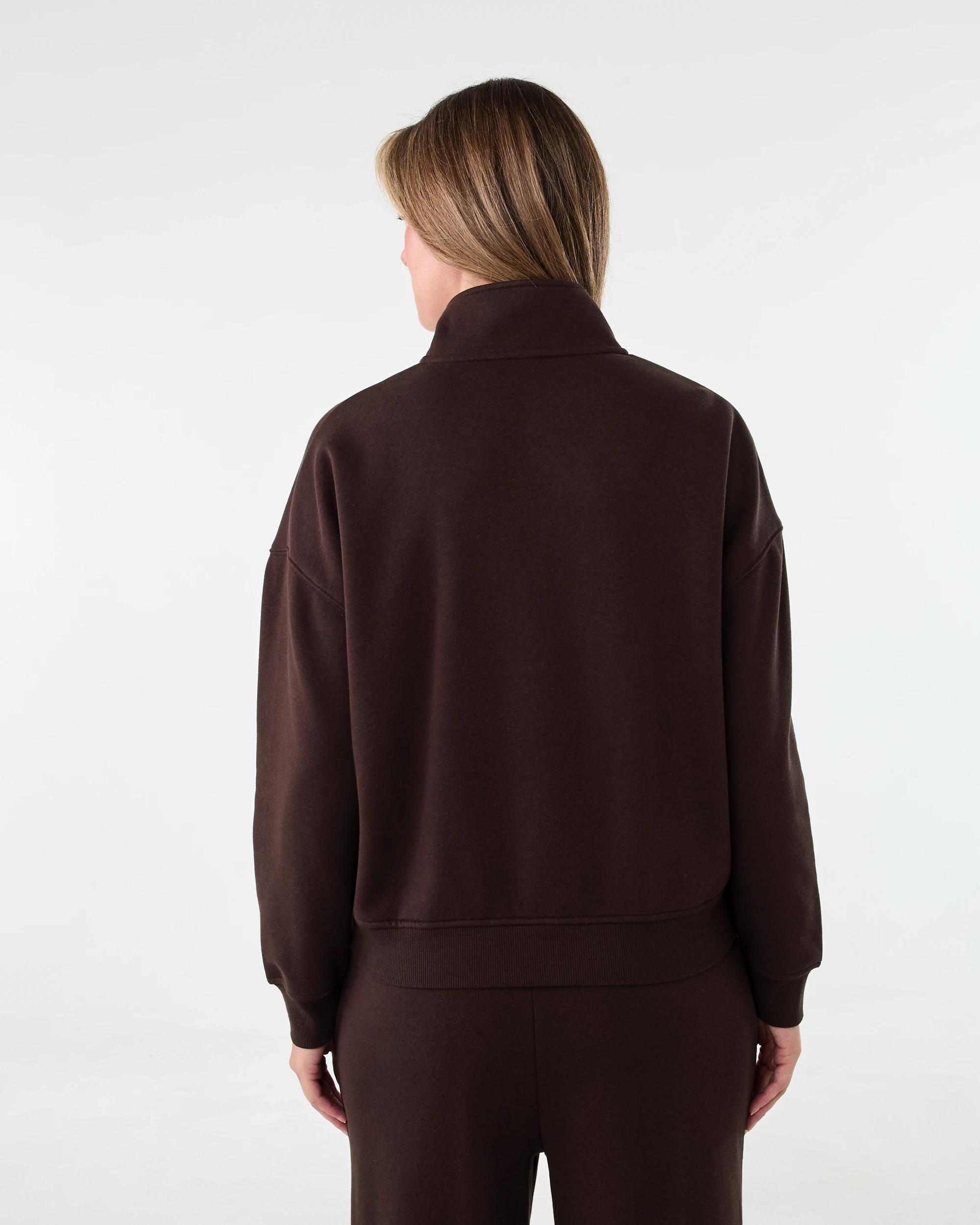 3 Quarter Zip Seam Front Sweatshirt Choc Plum, 3 of 6