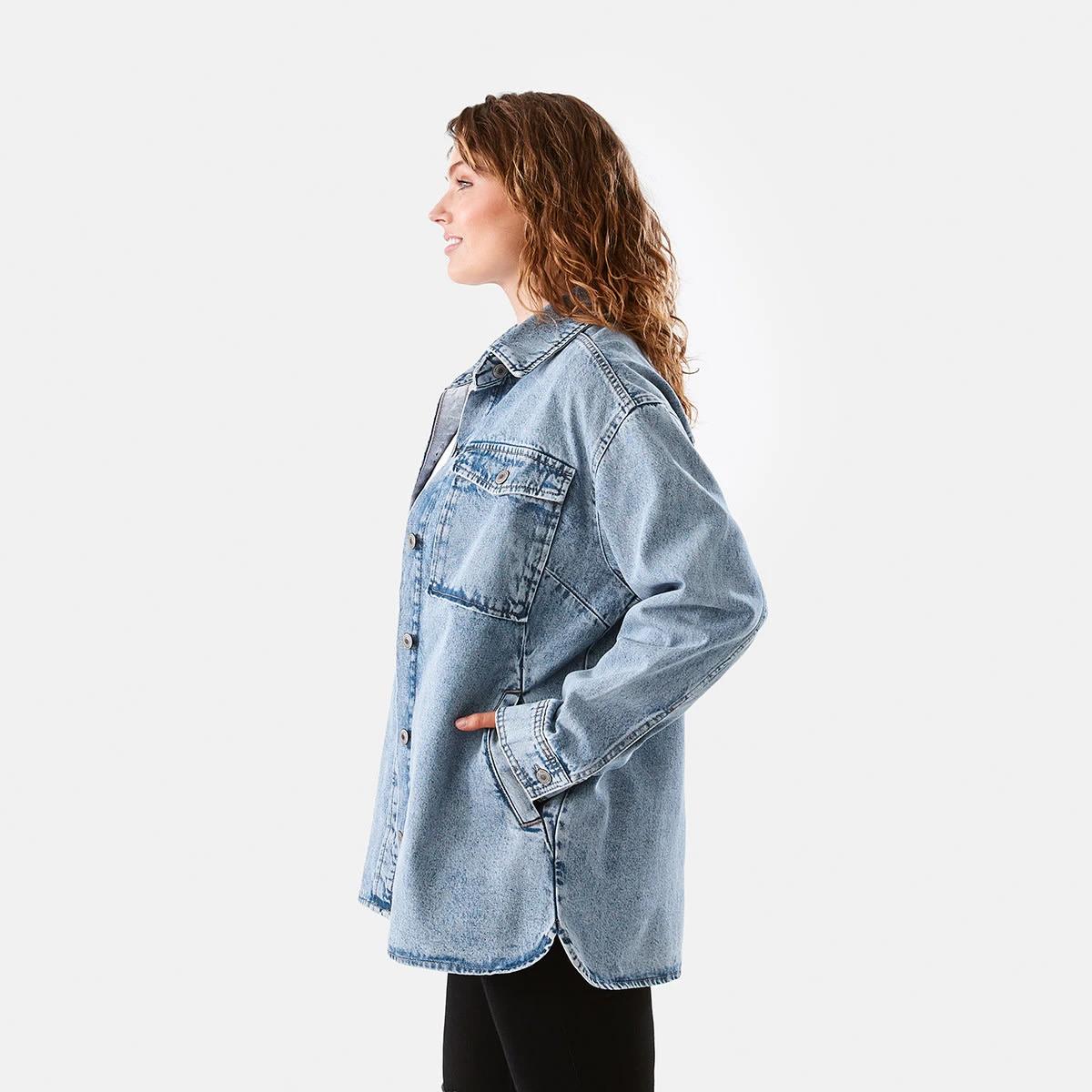 4 Denim Shacket Light Wash, 4 of 8