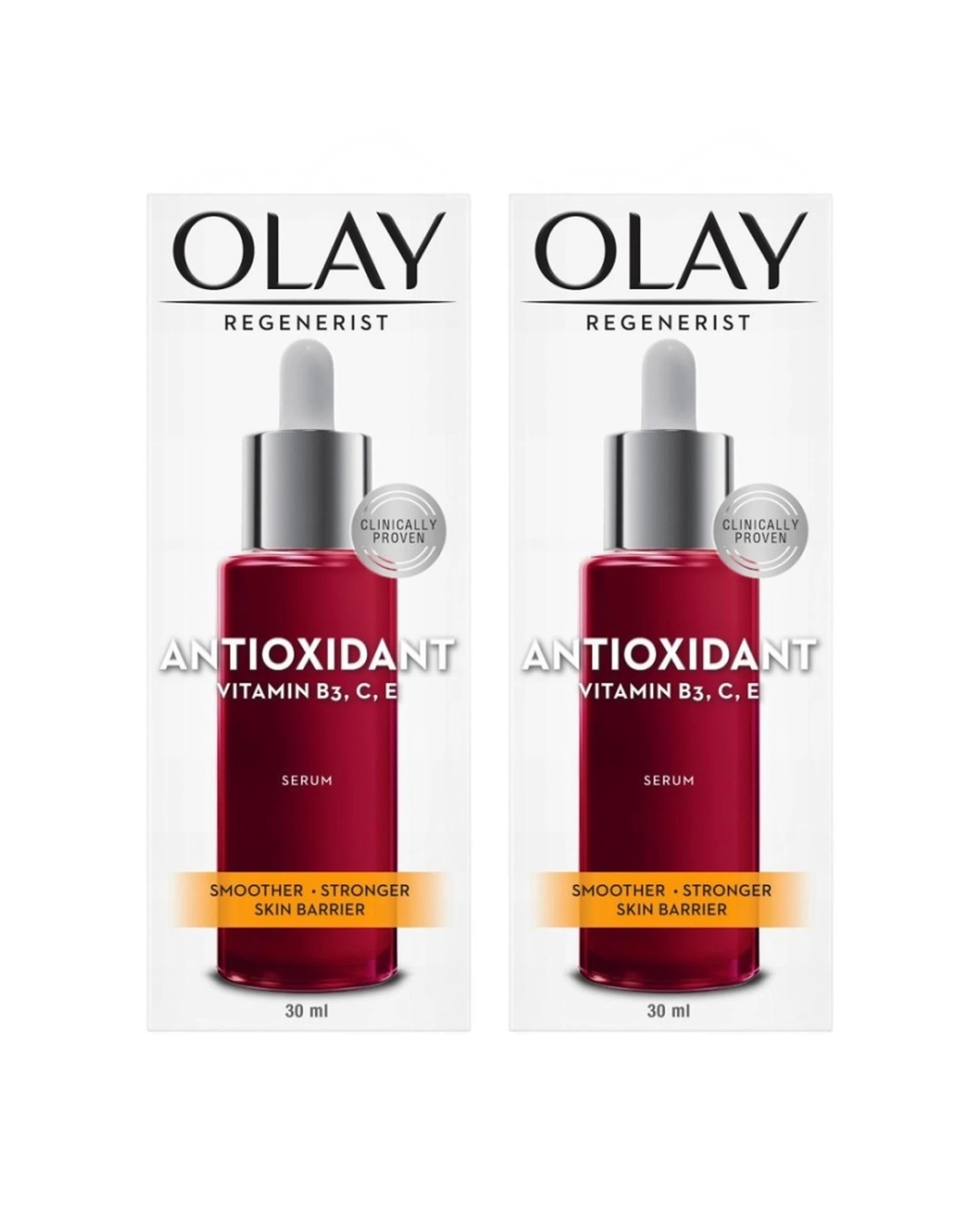 1 Olay 2PK Serum Regenerist Antioxidant Vitamin B3 C E Smoother Stronger Skin - Clear, 1 of 5