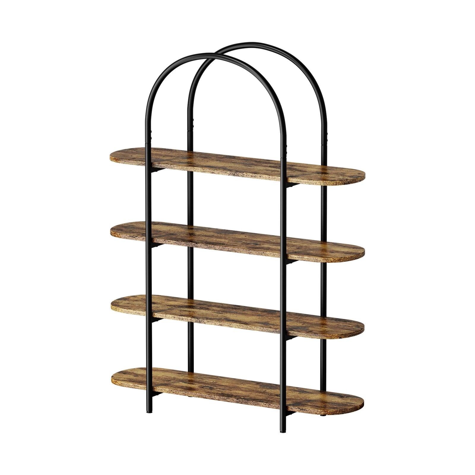 1 Oikiture Bookshelf 4 Tier Arched Display Shelf Home Industrial - Natural, 1 of 9