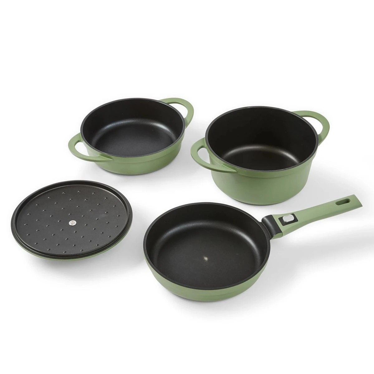 6 3 Piece Cast Aluminium Cookware Set - Green, 6 of 10