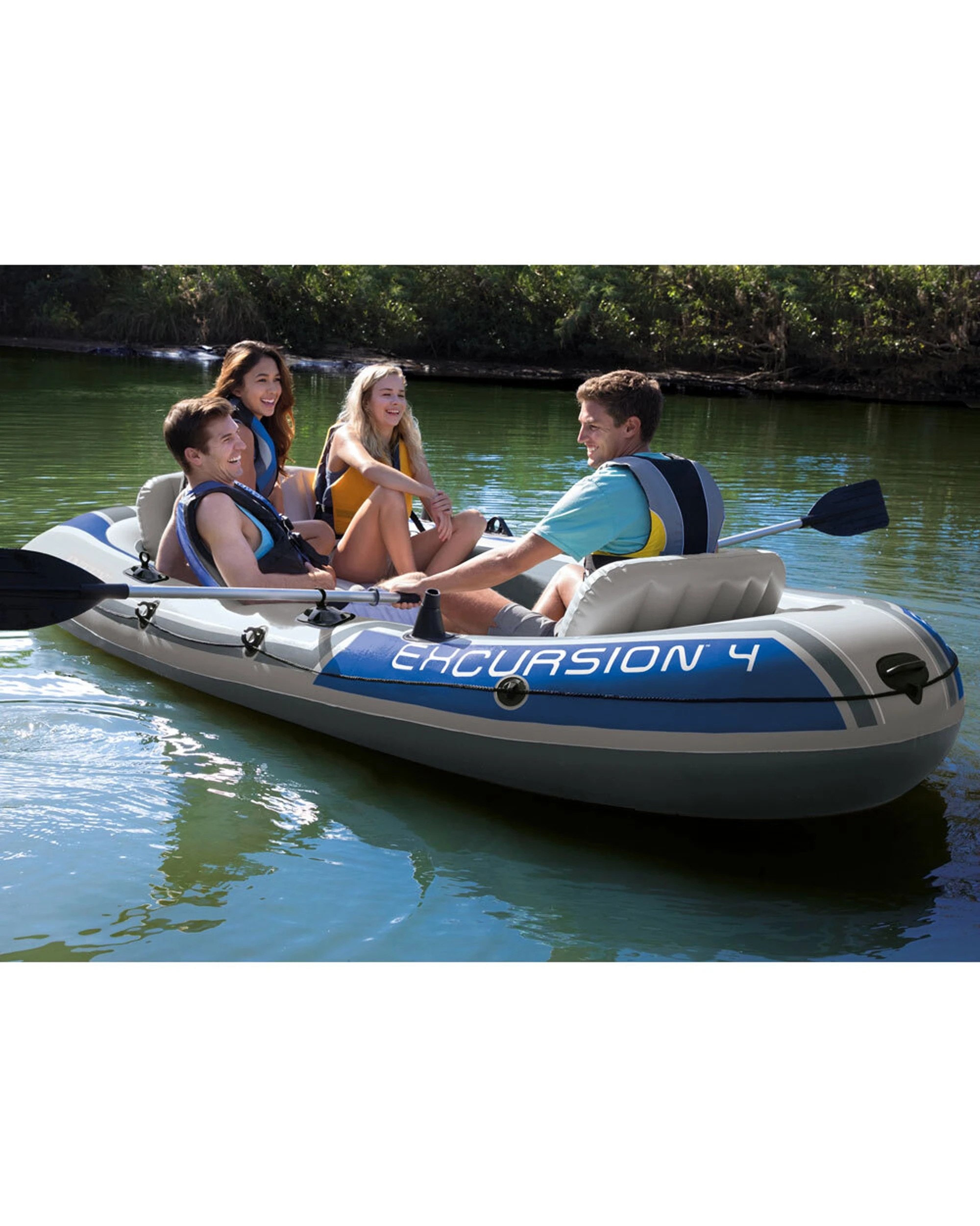 7 Intex Excursion 4 Person Inflatable Boat With Rod Holders Gear Pouch - Grey, 7 of 8