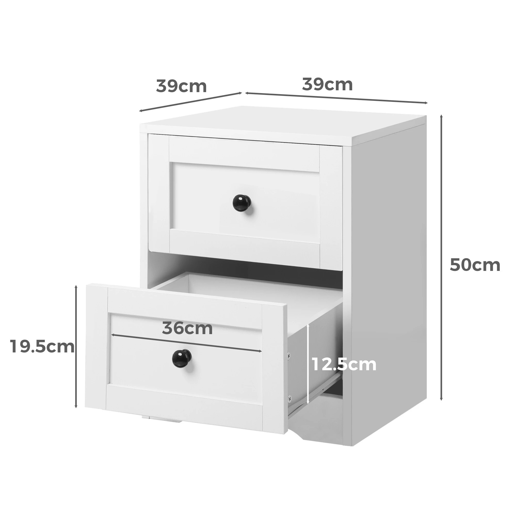 7 Alfordson Bedside Table Hamptons Nightstand Storage Side End Cabinet - White, 7 of 8