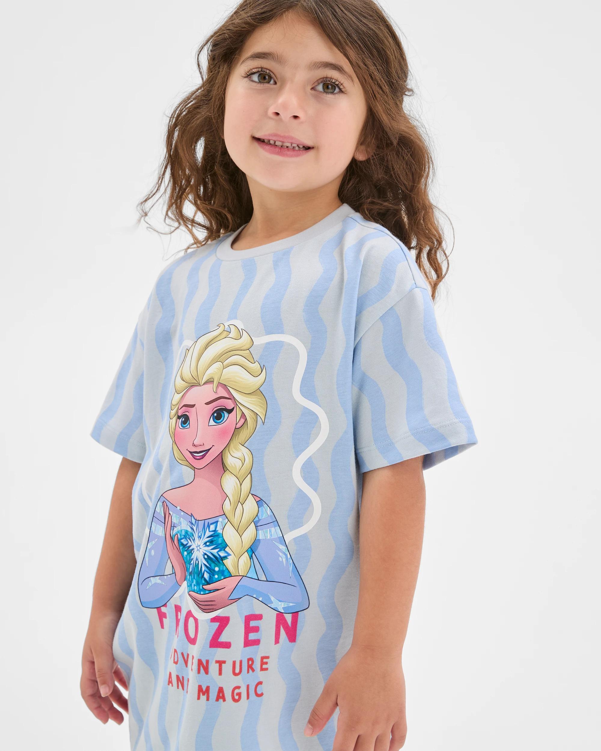 3 Disney Younger Girls Short Sleeve Oversized Nightie FROZEN, 3 of 7