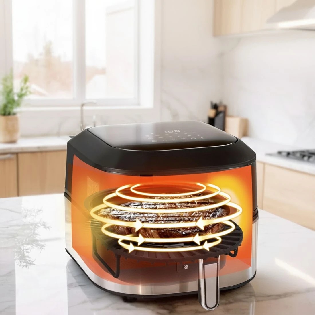 6 Devanti 5.5L Air Fryer & Grill LCD Fryers 1500W - Black, 6 of 6