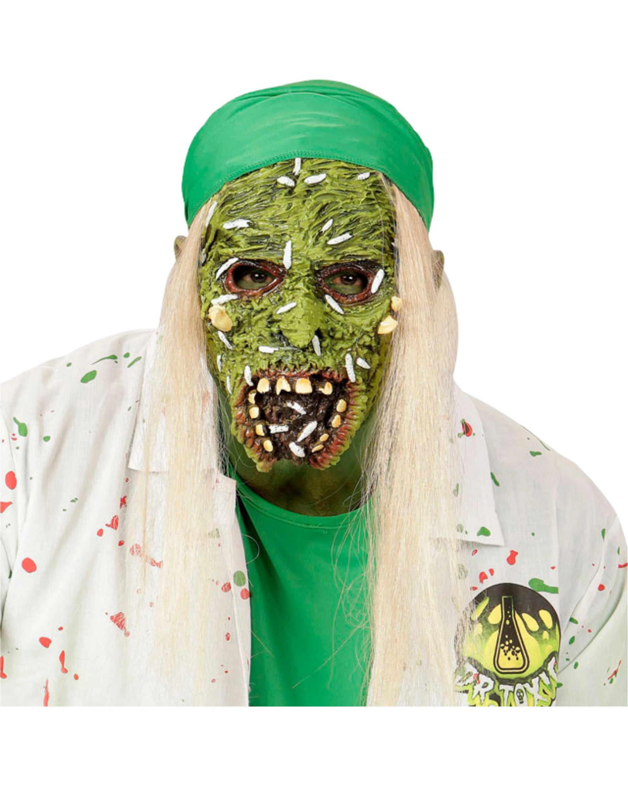 2 Widmann Kids Toxic Zombie Latex Mask - One Size - Green, 2 of 4