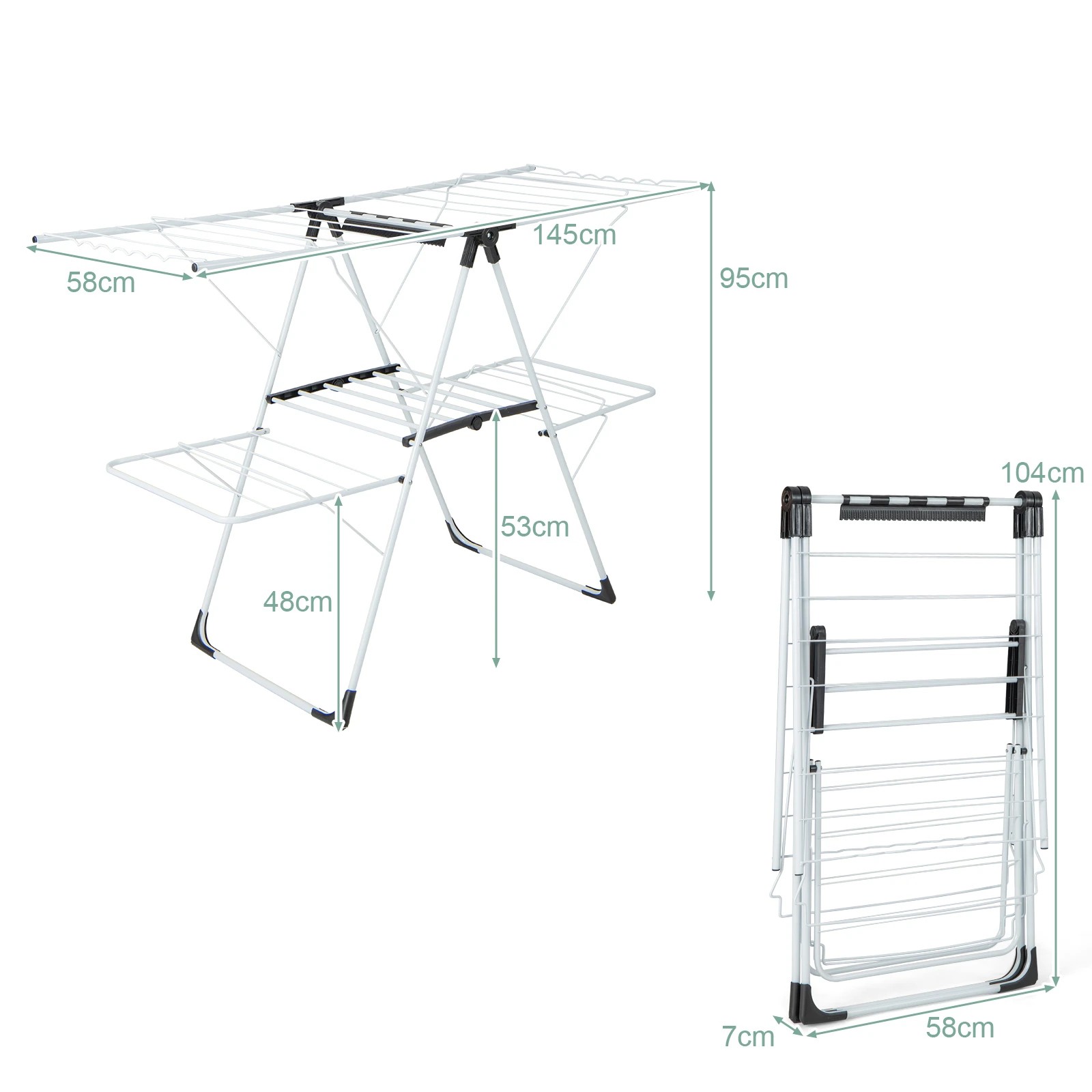 3 Costway 2-Tier Laundry Drying Rack Clothes Airer w/Drying Rails, 3 of 3
