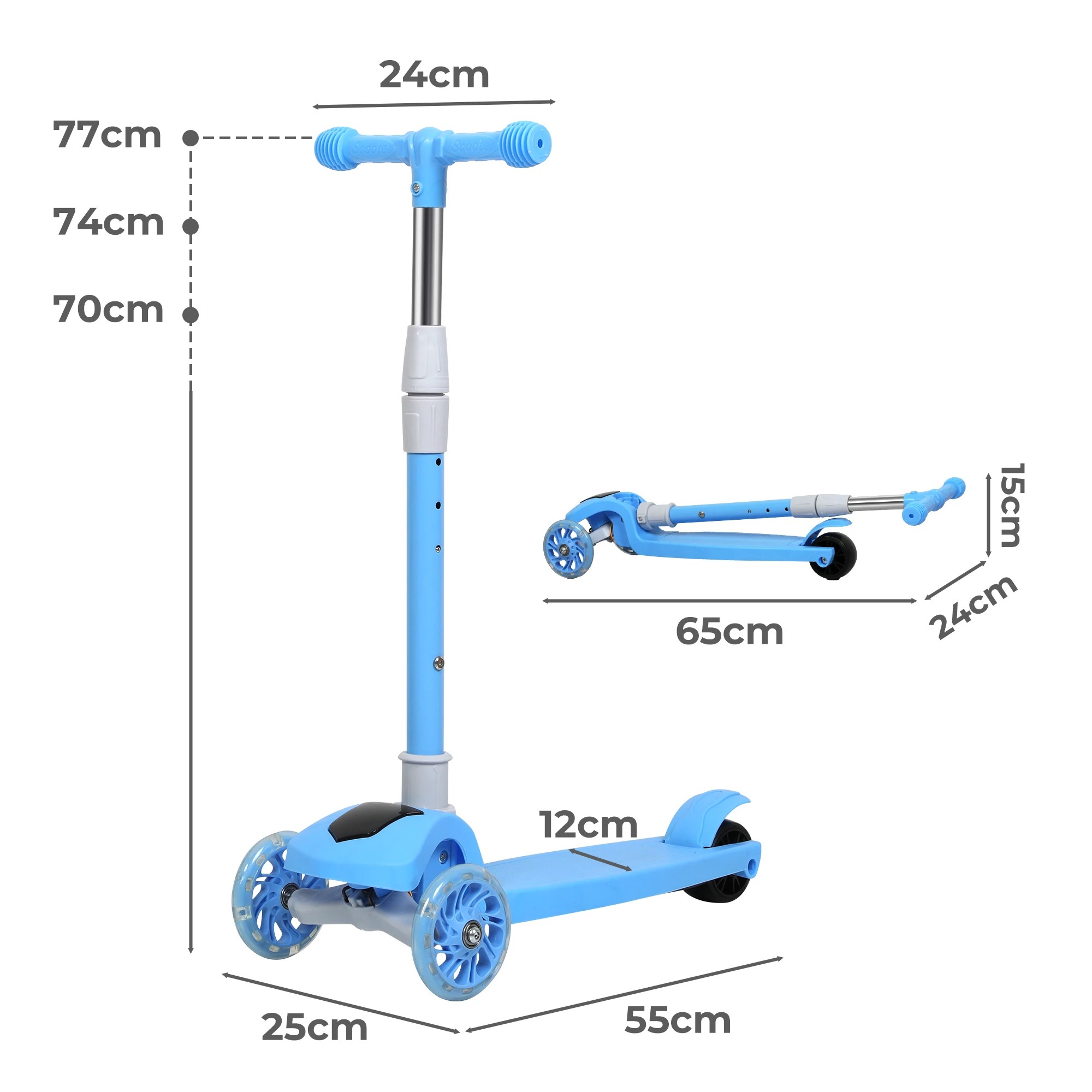 3 Bopeep Foldable Kids Scooter - Blue, 3 of 6