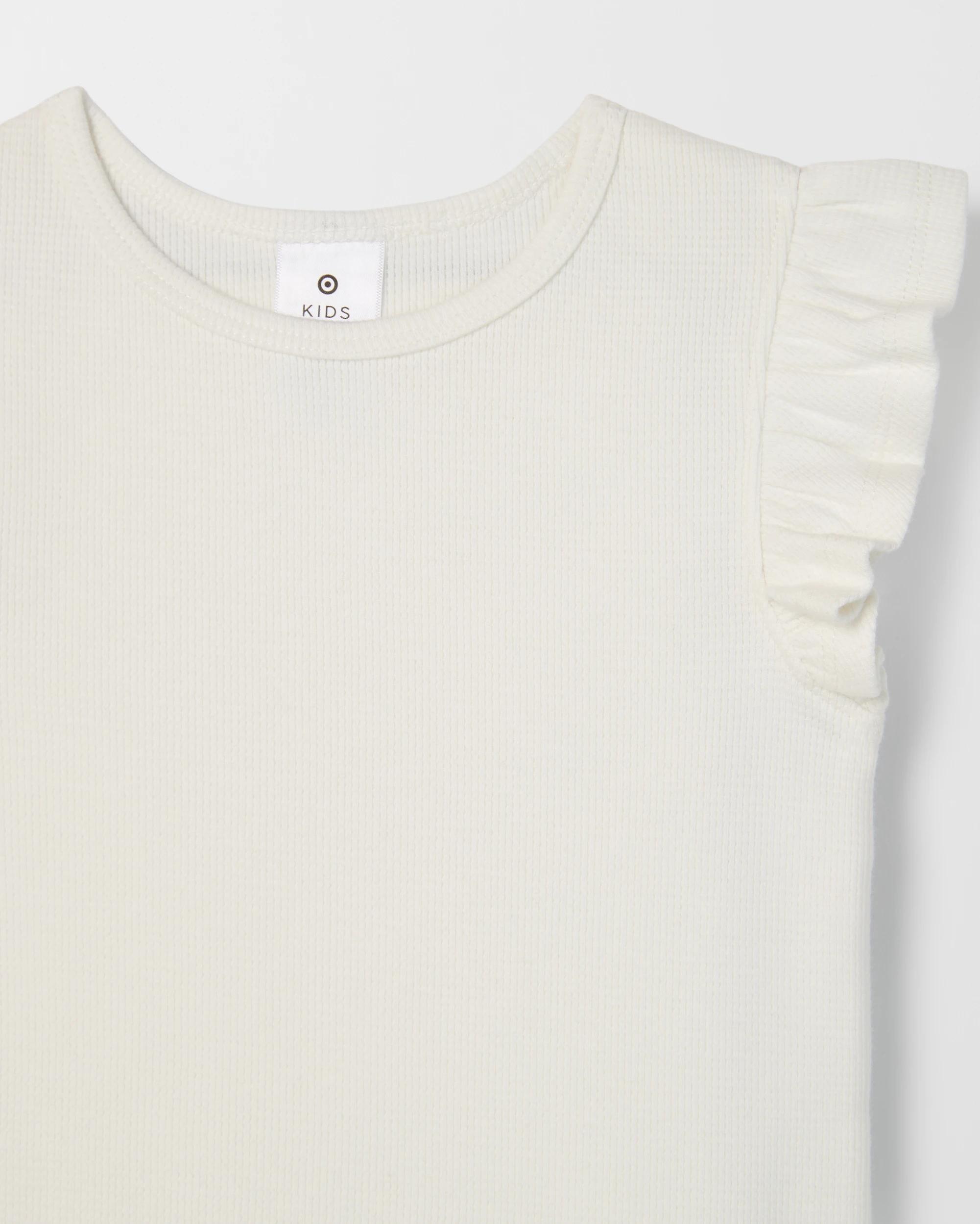 2 Target Kids Australian Cotton Ruffle Sleeve Rib Tank Top WHITE, 2 of 2