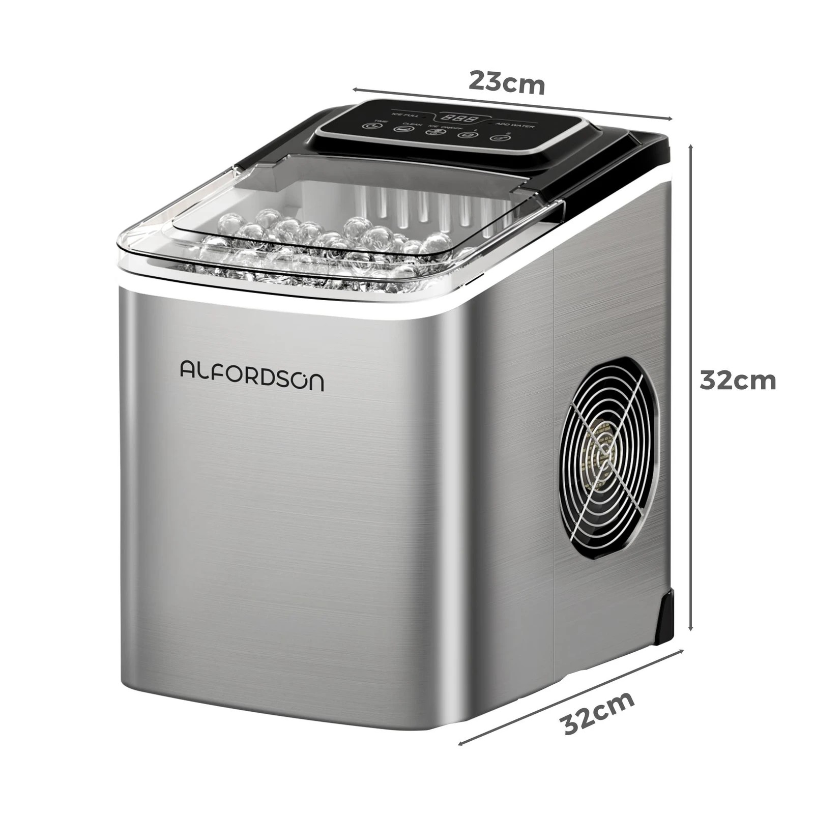 9 Alfordson Portable Ice Maker Machine Commercial 12kg 24hour Timer 2.2L - Silver, 9 of 10