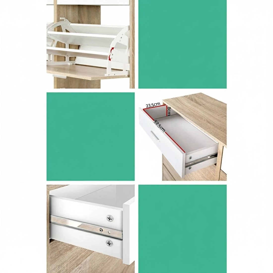 5 Artiss Shoe Rack Cabinet 36 Pairs Adjustable Shelves Pine - Natural, 5 of 7