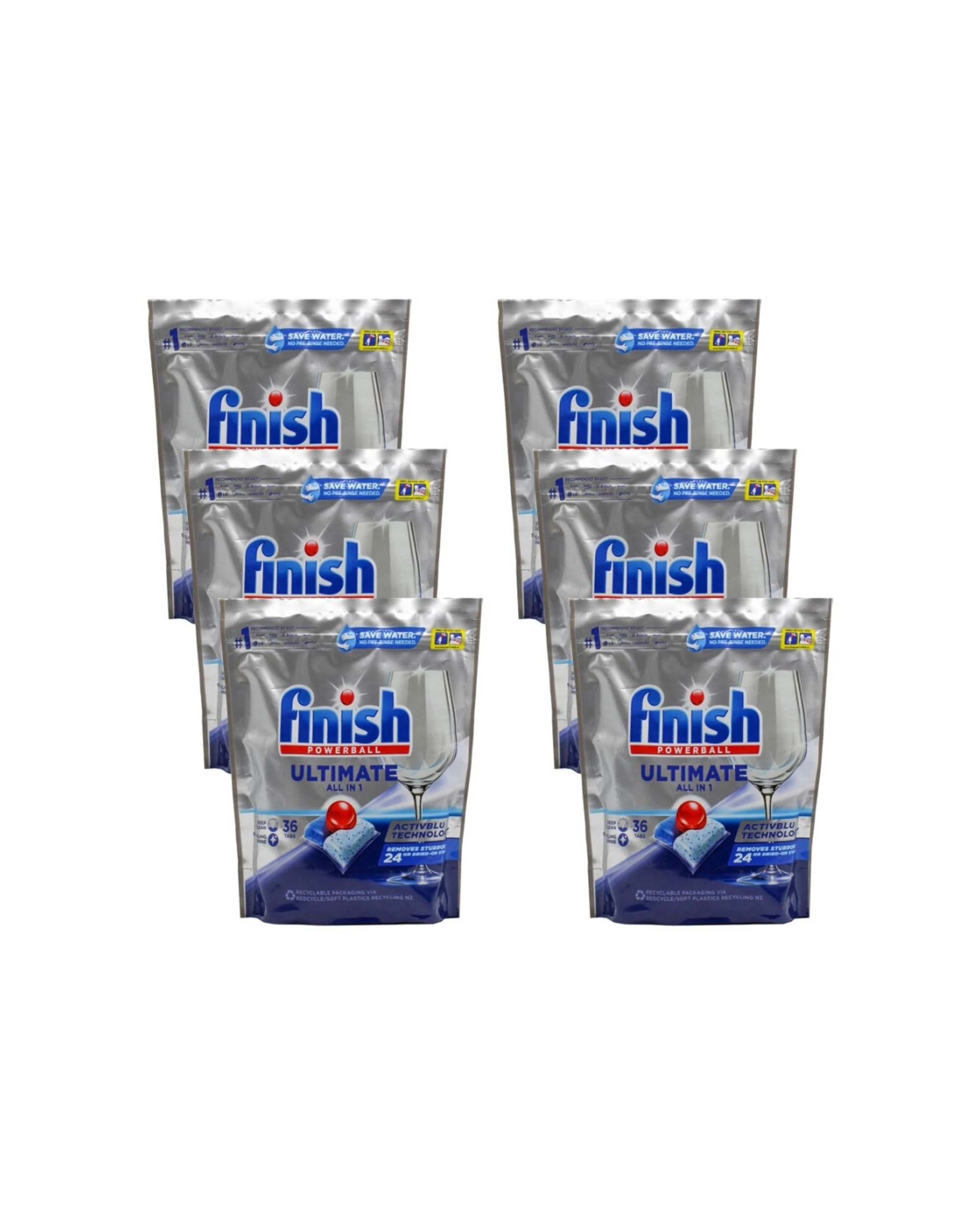 1 Finish Powerball Ultimate All In 1 Dishwasher Tablets Original 6 x 36pc Pack, 1 of 3