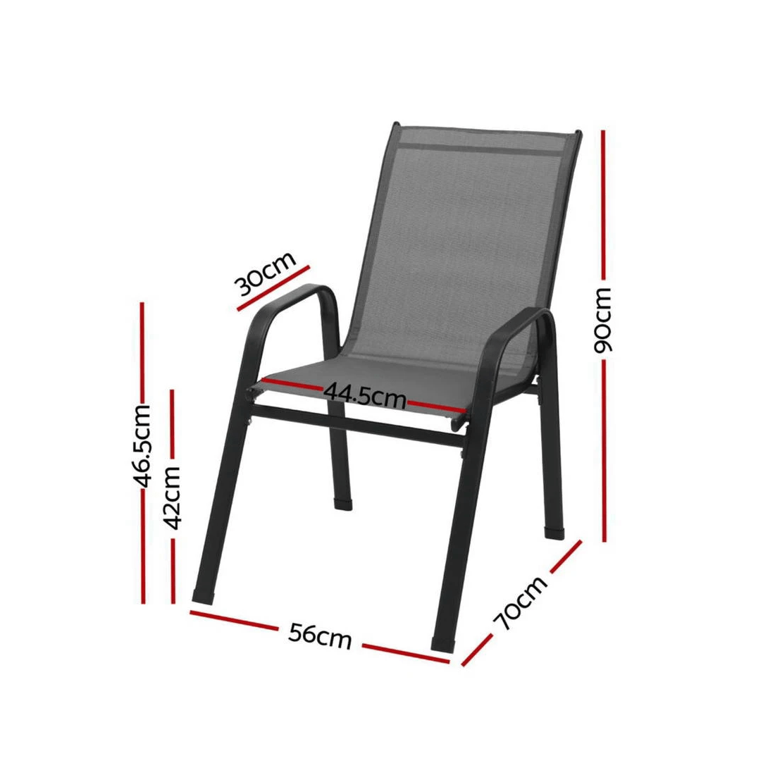 2 Gardeon 4PC Outdoor Dining Chairs Stackable Lounge Chair Patio Furniture - Grey, 2 of 2