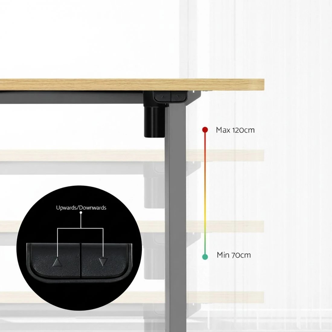 4 Artiss Standing Desk Motorised 140CM Oak - Brown, 4 of 5