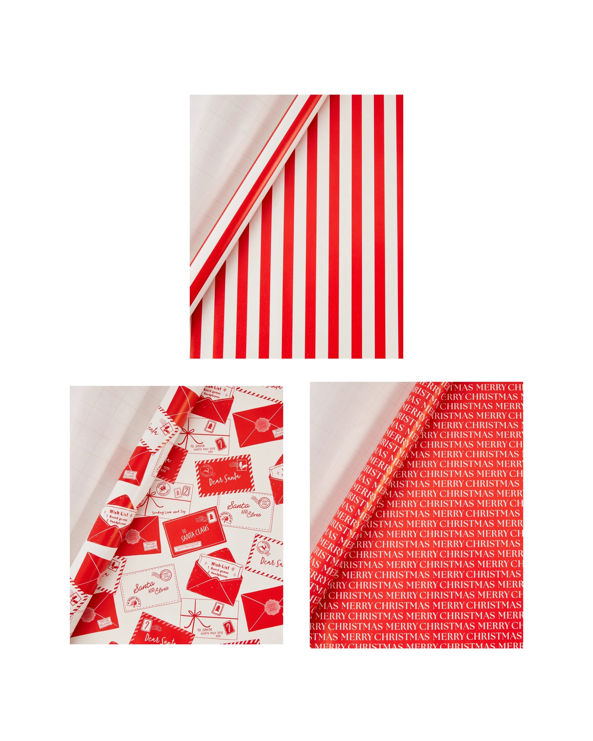 1 3 Pack 4m Red and White Gift Wrapping Paper, 1 of 5