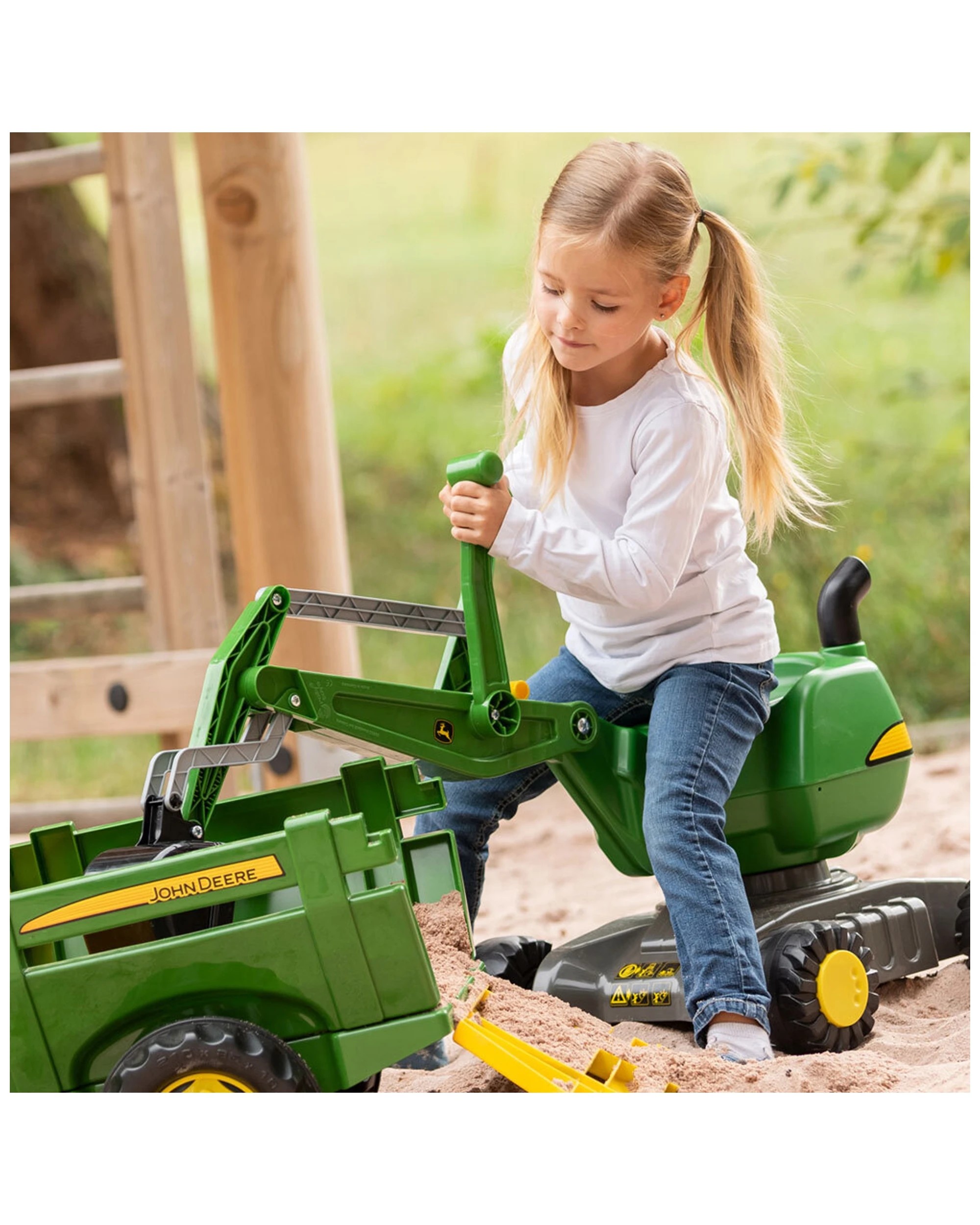 4 John Deere 102cm Ride On Digger Toy With Rotatable Excavator For Kids 3-5 Years - Green, 4 of 4