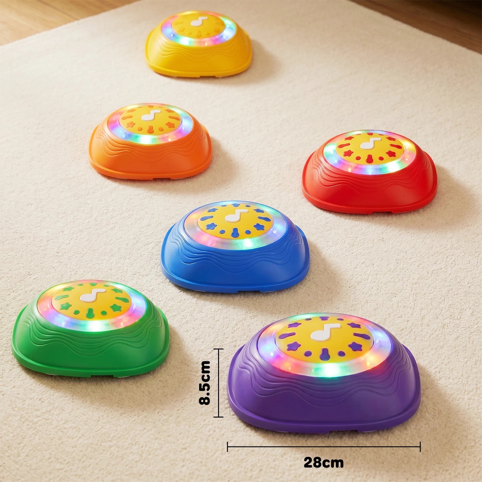 4 Advwin Kids Light Up Musical Stepping Stones Set of 6 LED Balance Stones Non-Slip Sensory Play Toys - Multi, 4 of 5