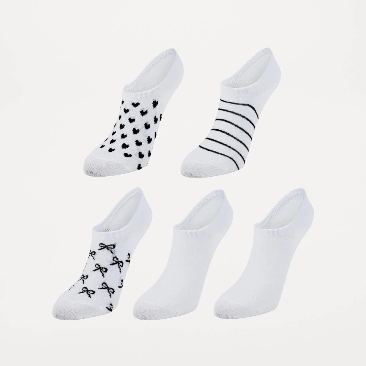 1 5 Pack Jacquard Sneaker Socks WHITE, 1 of 3