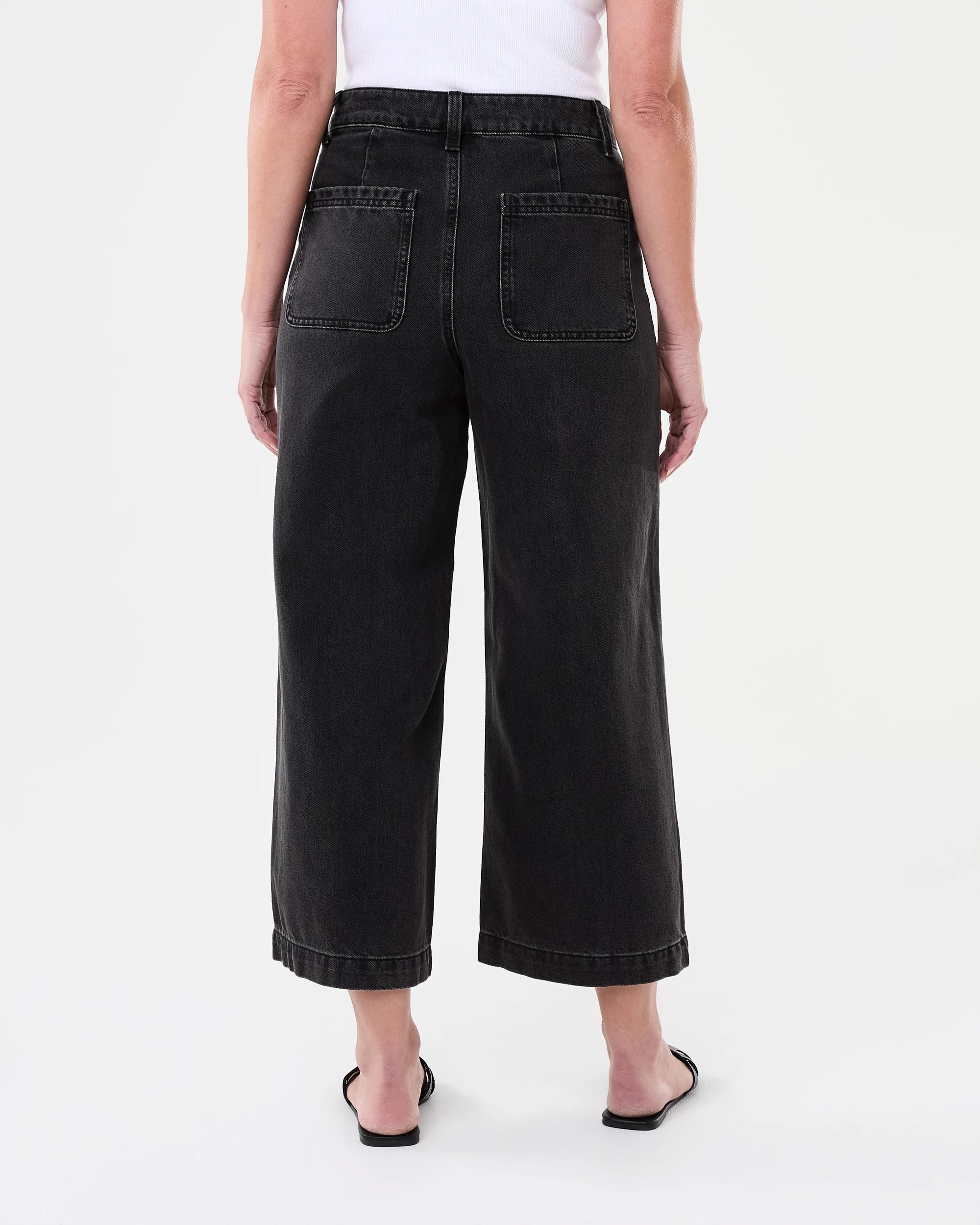3 Cropped Wide Leg Jeans Black Wash, 3 of 8