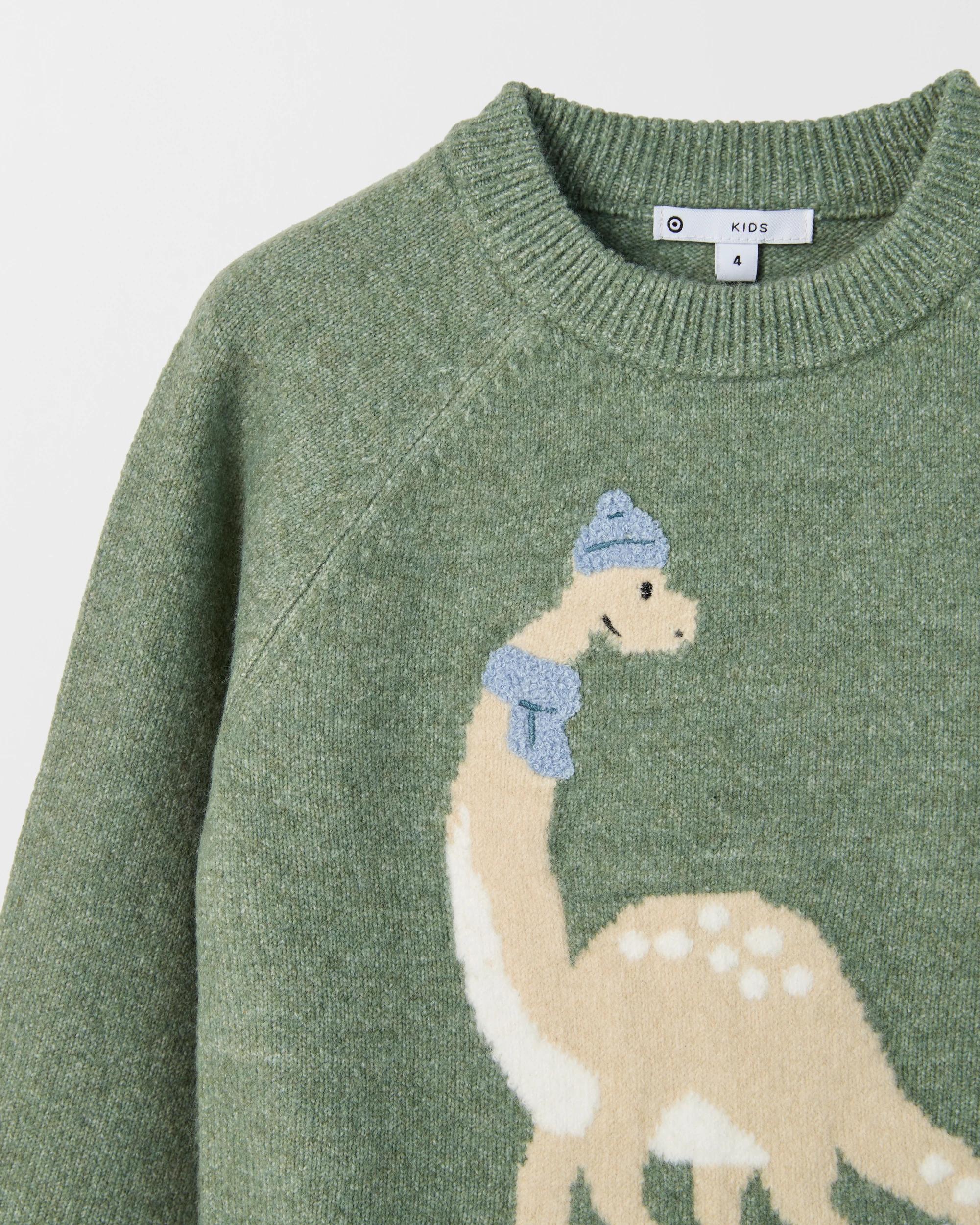 2 Target Kids Dino Crew Neck Knit Jumper GREEN, 2 of 2