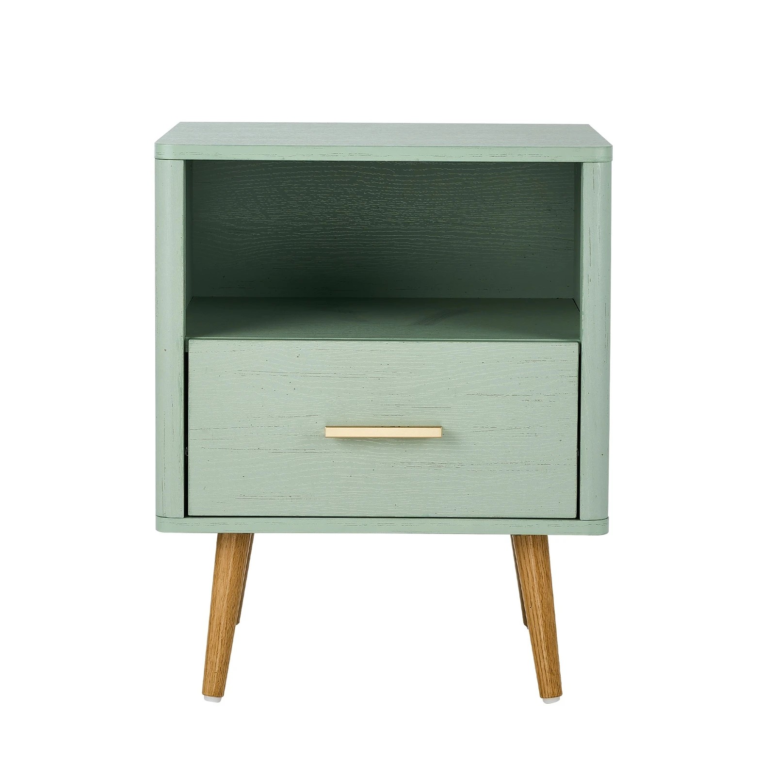 7 Oikiture Bedside Table 1 Drawer Open Shelf Side End Tables Nightstand
 - Green, 7 of 10