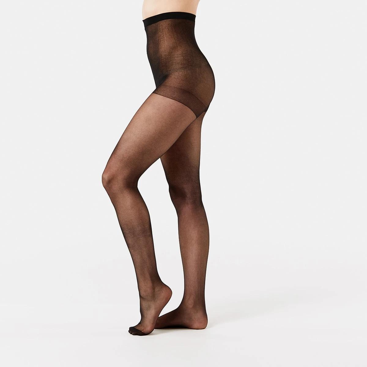 1 2 Pack Fuller Figure Regular Brief Pantyhose BLACK, 1 of 3