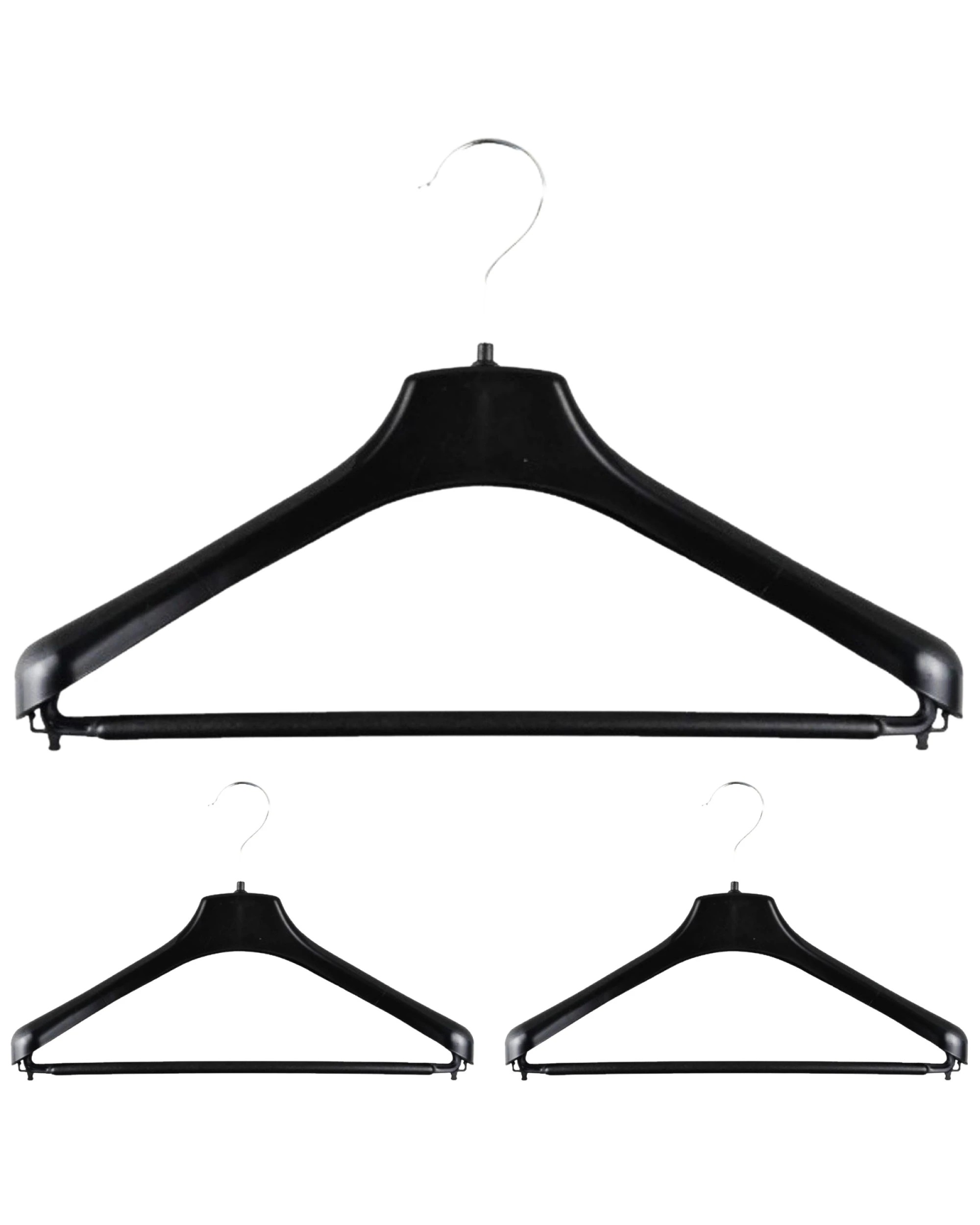 1 Aussie Hangers 3x Suit Hangers Heavy Duty 400mm Commercial Jacket Pants - Black, 1 of 1