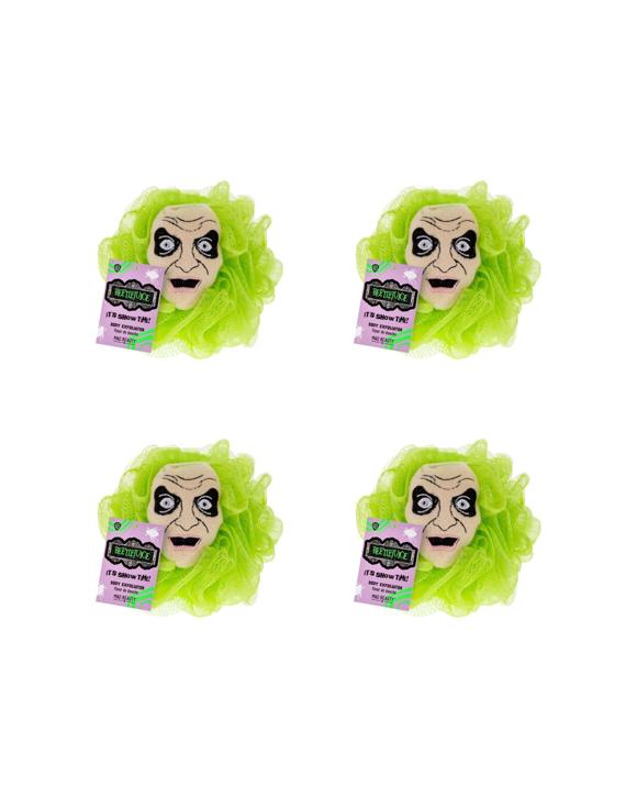 Warner Bros 4PK Beetlejuice Body Exfoliator Shower Loofah Puff - Green