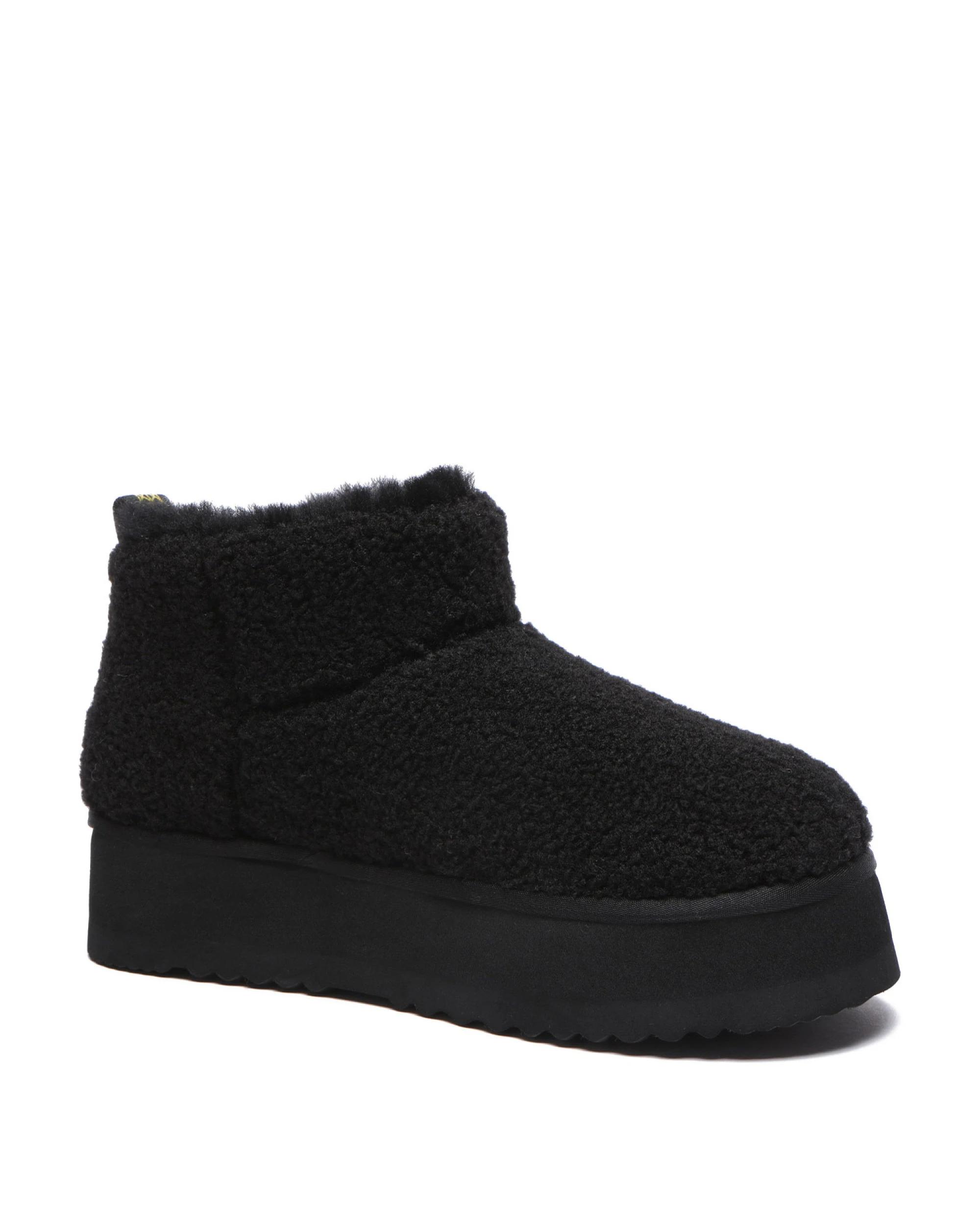 2 Everau Womens Ultra Platform Teddycozy BLACK, 2 of 5