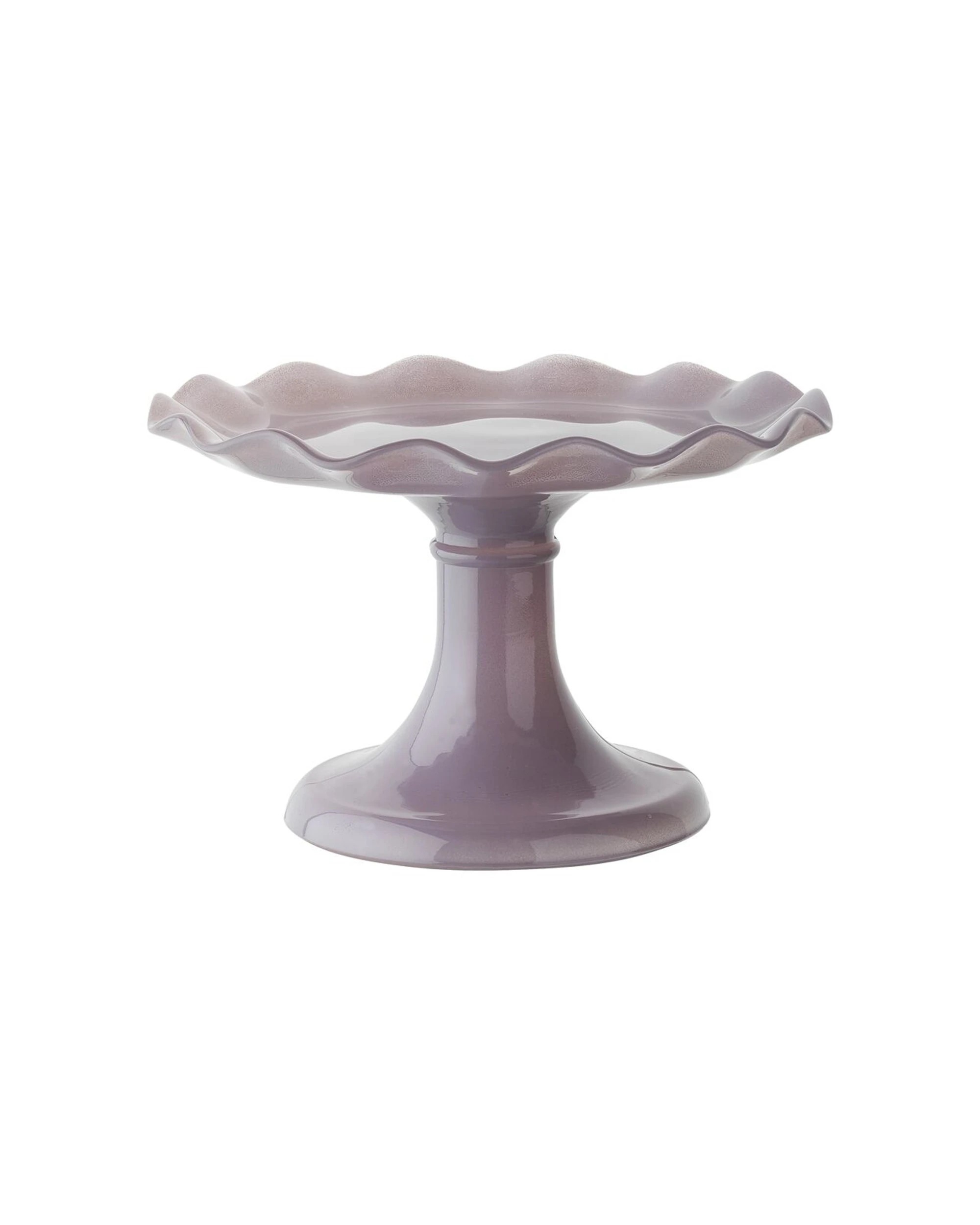 1 Ecology Soda Glass Ruffle Fluted Edged Cake Stand 20x12.5cm Iris - Purple, 1 of 4