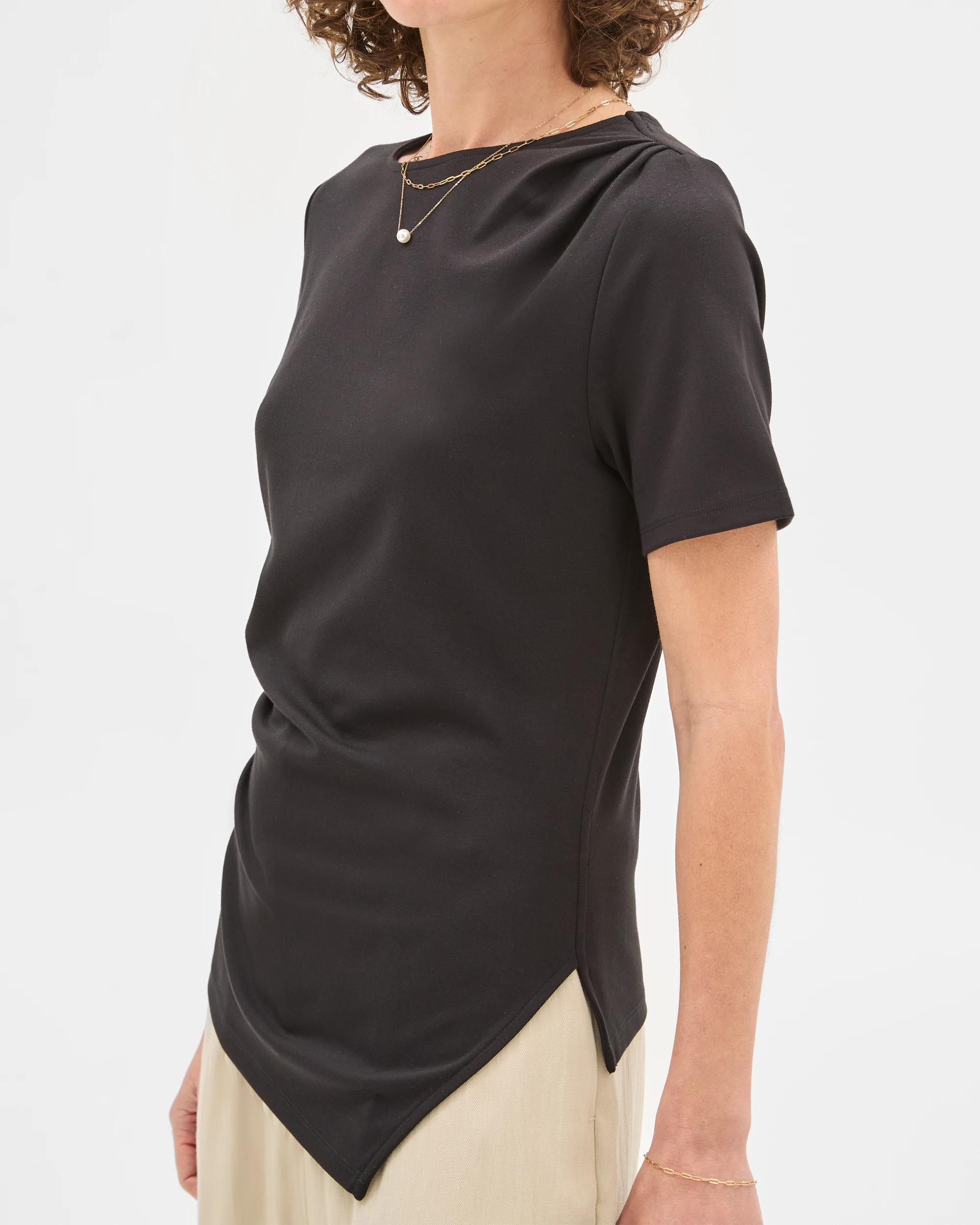 4 Gathered Ponte Top - Preview BLACK, 4 of 5