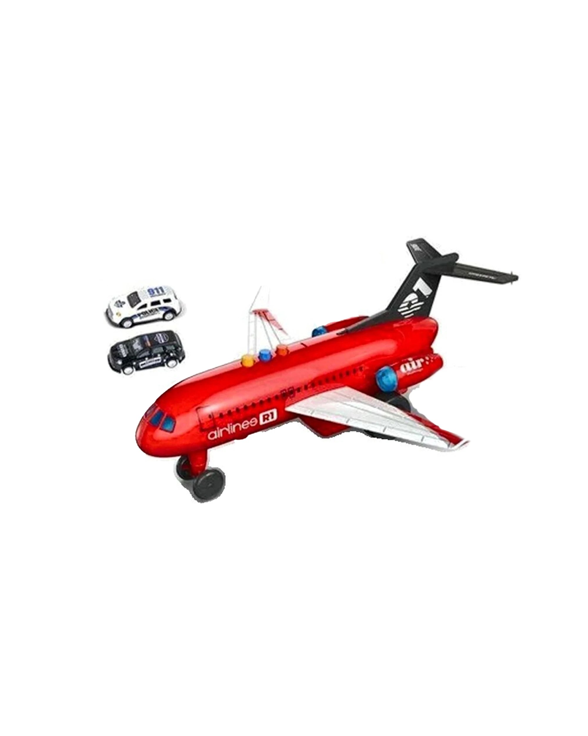 1 Jstoys Airplane Friction With 2 Vehicles Lights Sounds Kids Model Toy - Multi, 1 of 2